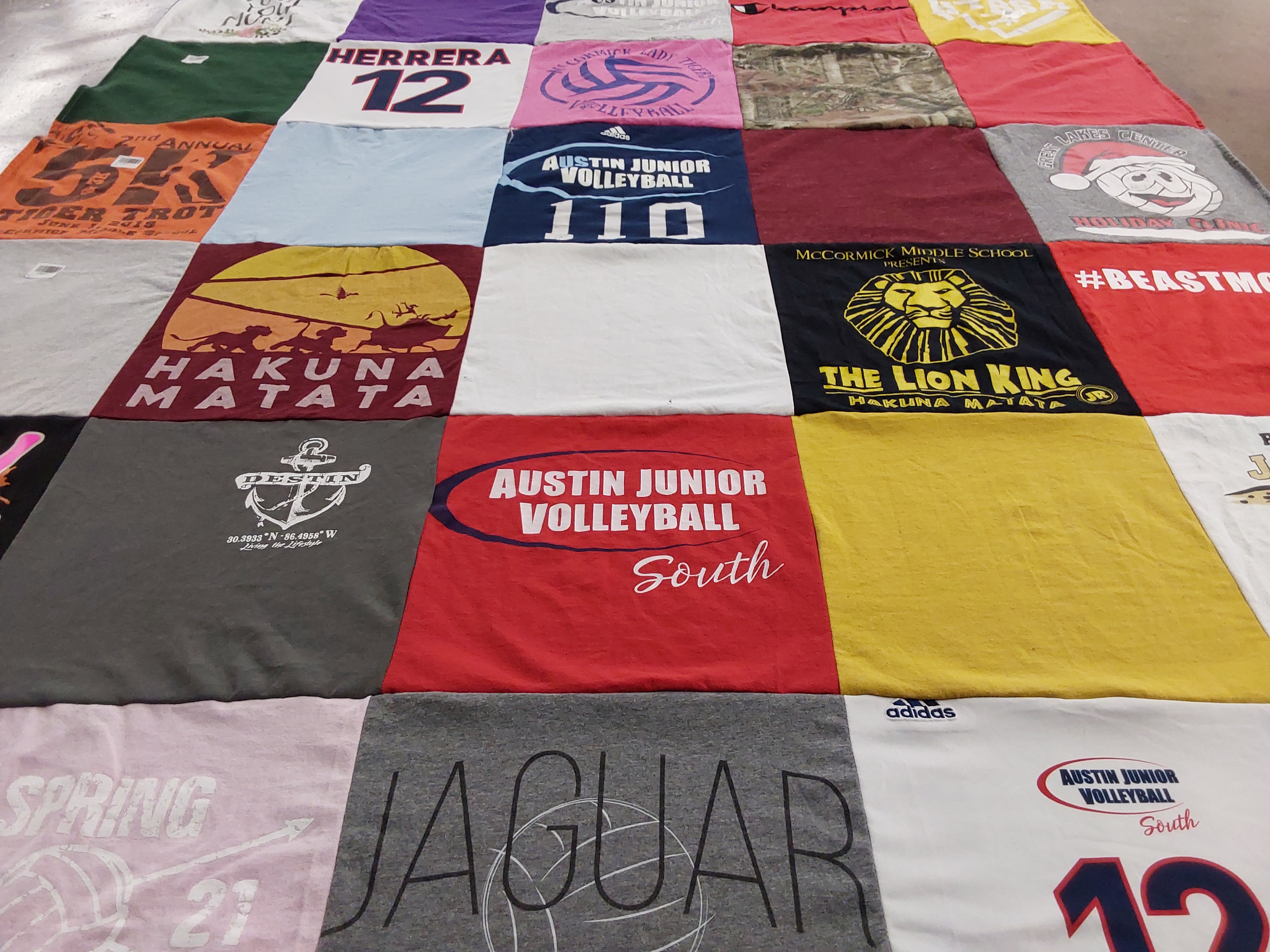 T-shirt quilt featuring austin junior volleyball club by Rita from CA