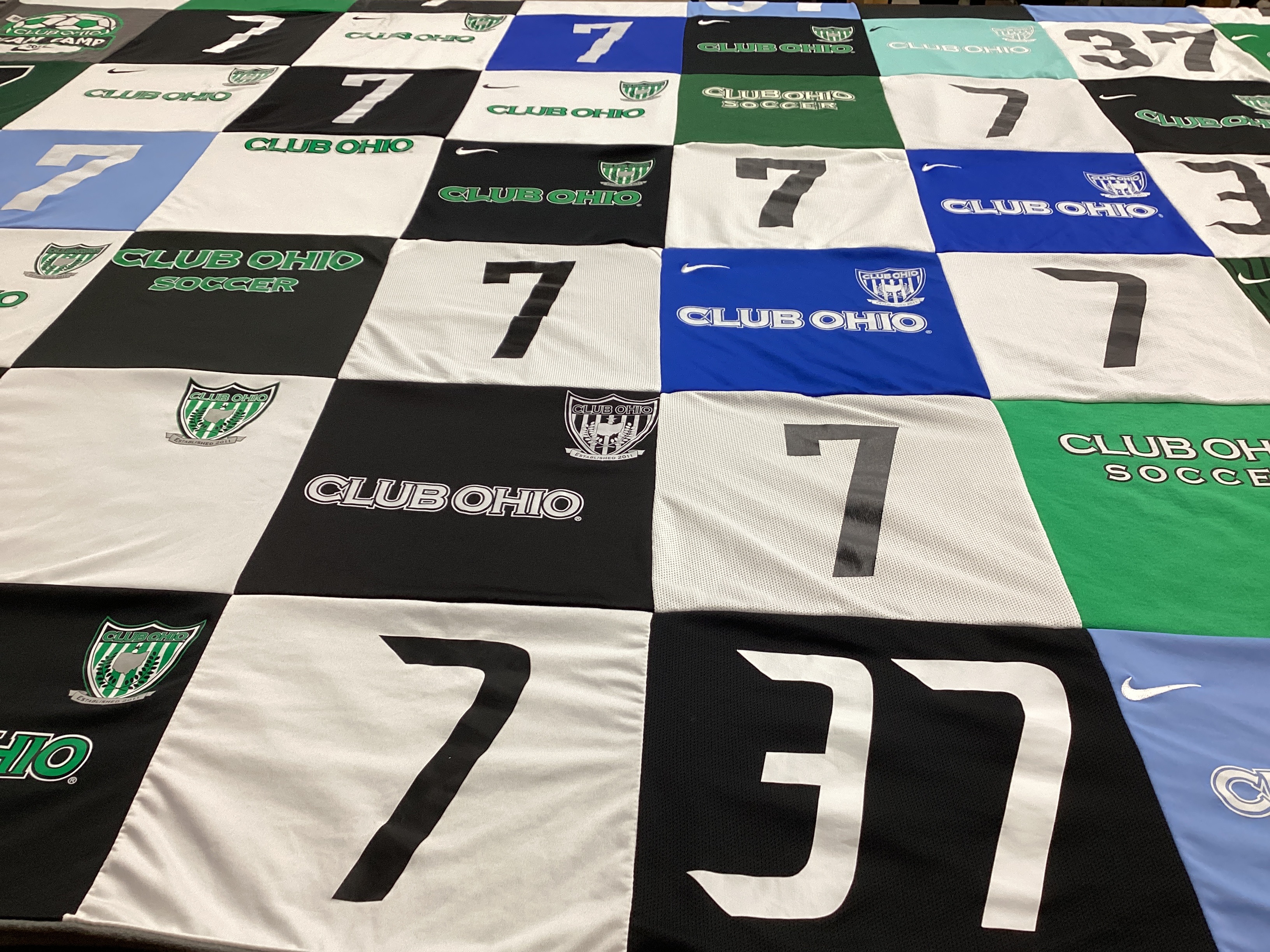 T-shirt quilt with soccer themes by Kristen from OH