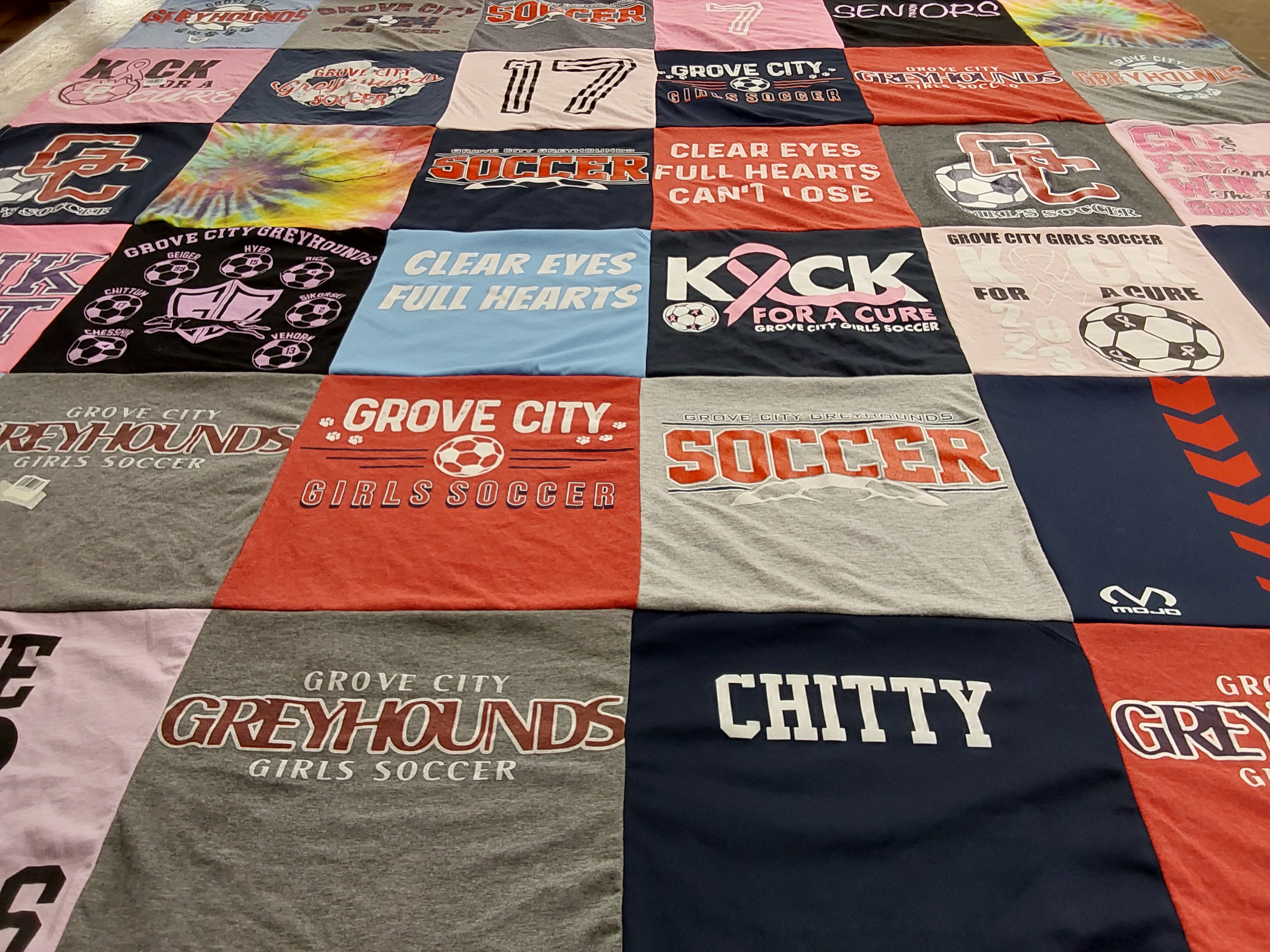T-shirt quilt featuring grove city greyhounds girls soccer by Kristen from OH