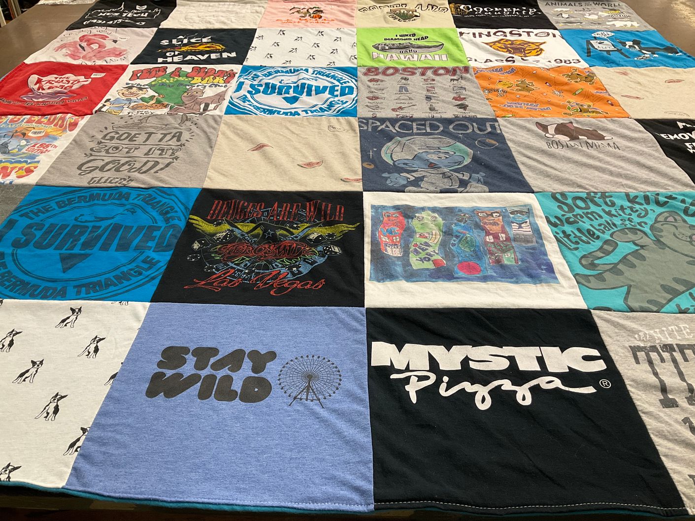 T-shirt quilt with travel, humor themes by Stephanie from NY