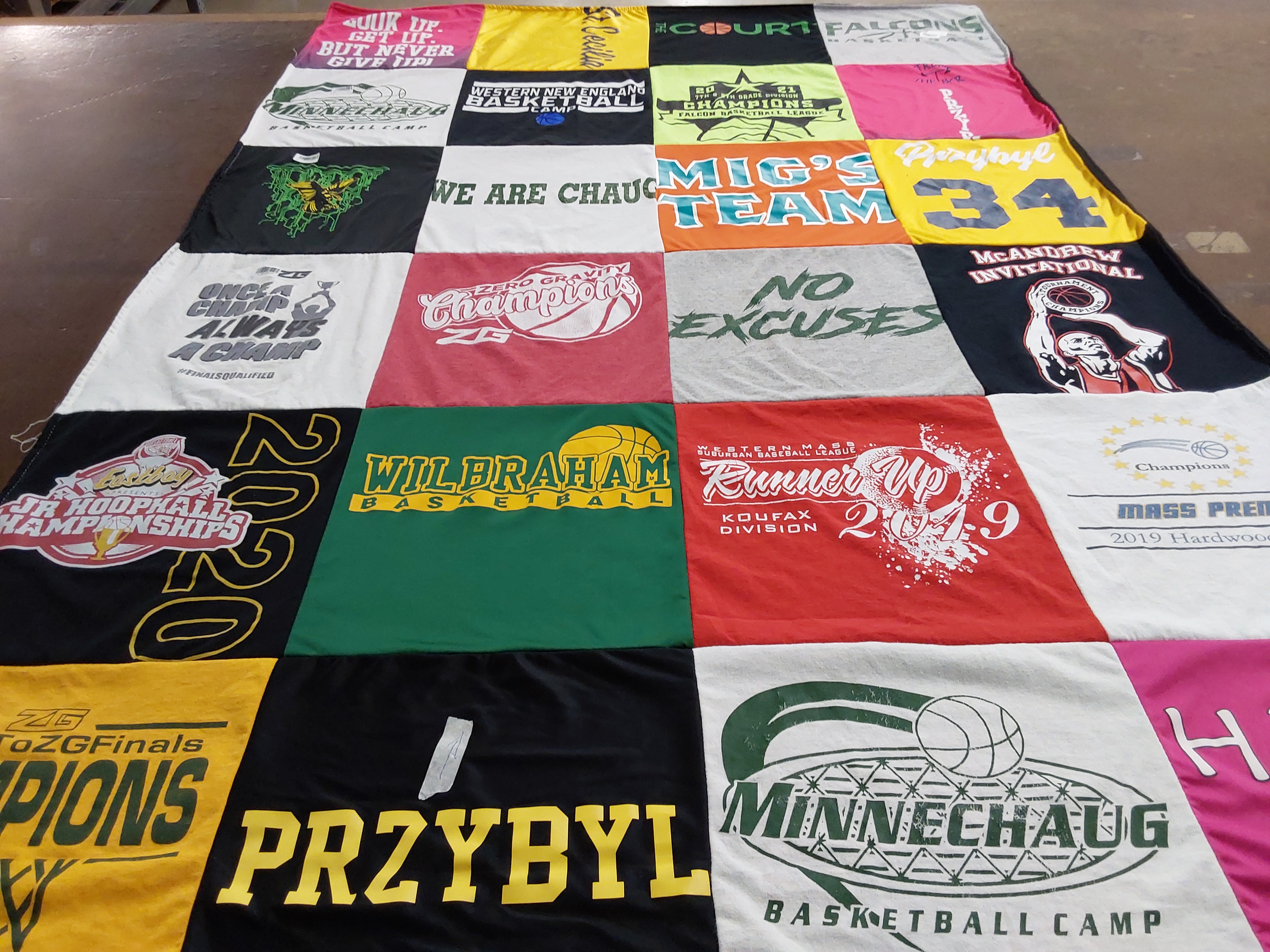 T-shirt quilt featuring wilbraham basketball by Kate from MA