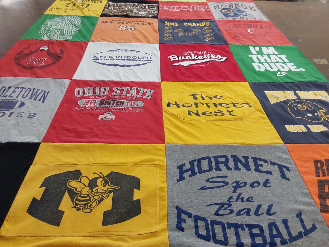 T-shirt quilt featuring cincinnati bengals, ohio state buckeyes by Peggy from OH