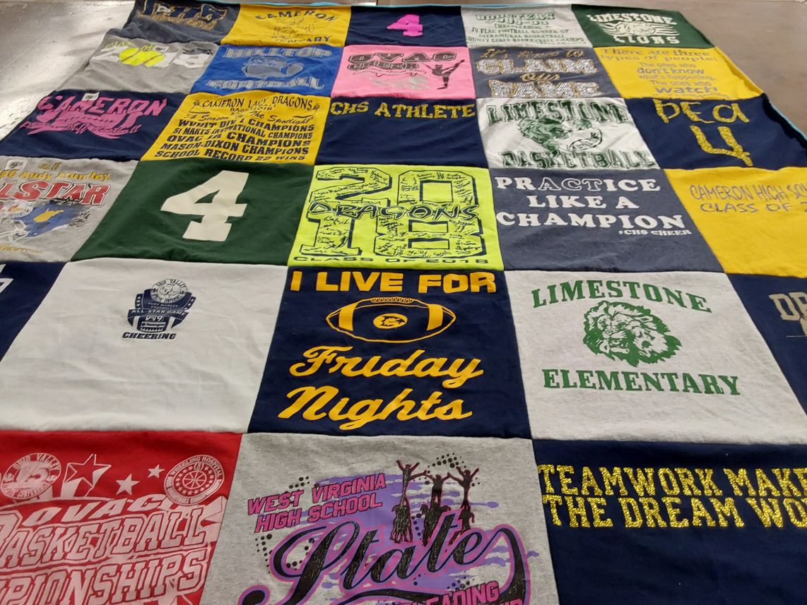 T-shirt quilt featuring limestone basketball, cameron high school by Autumn from WV