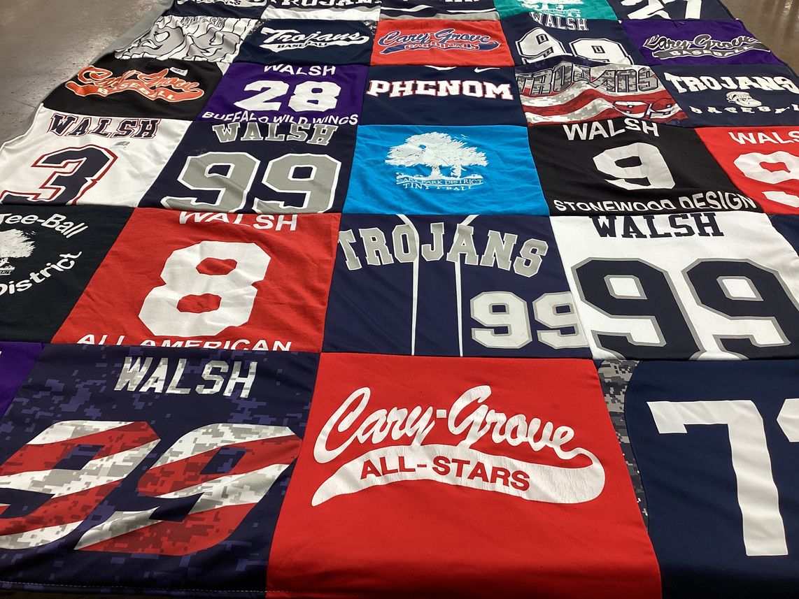 T-shirt quilt featuring cary grove trojans baseball by Shelley from IL