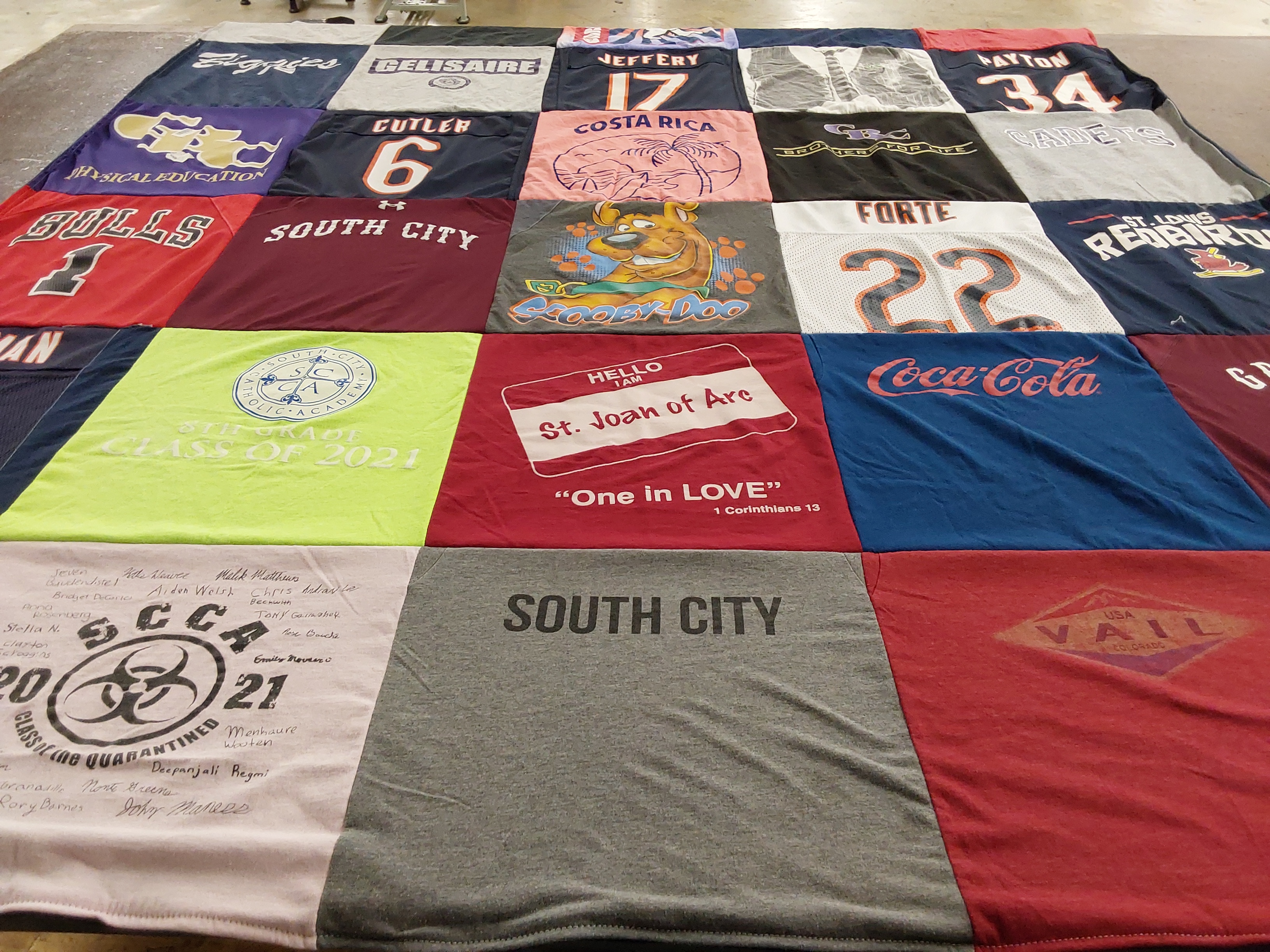 T-shirt quilt featuring st. louis redbirds by Julie from MO