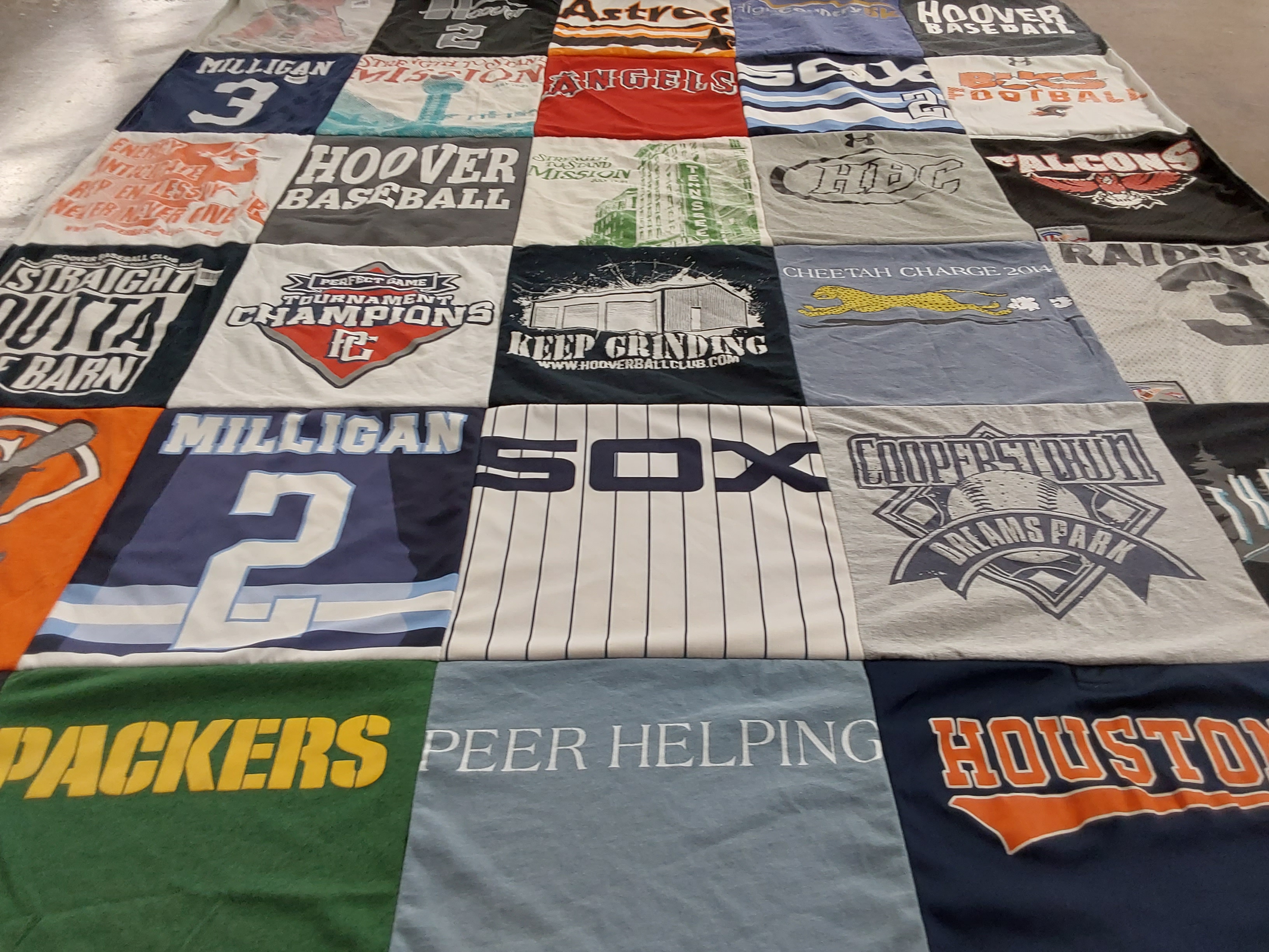 T-shirt quilt featuring packers, angels by Alyson from AL