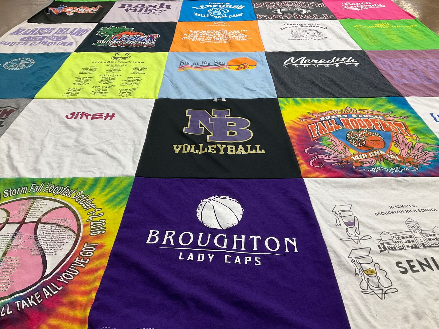 T-shirt quilt featuring broughton volleyball, meredith lacrosse by Elizabeth from NC