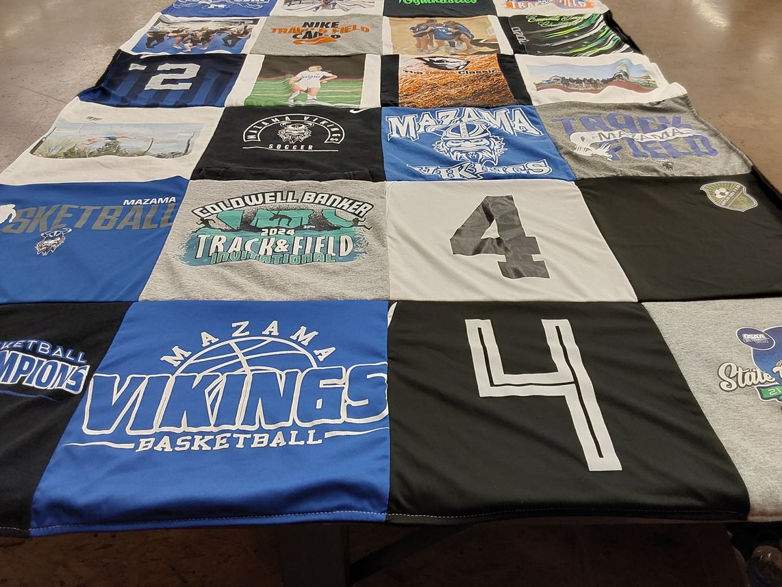 T-shirt quilt featuring mazama vikings basketball by Julie from OR