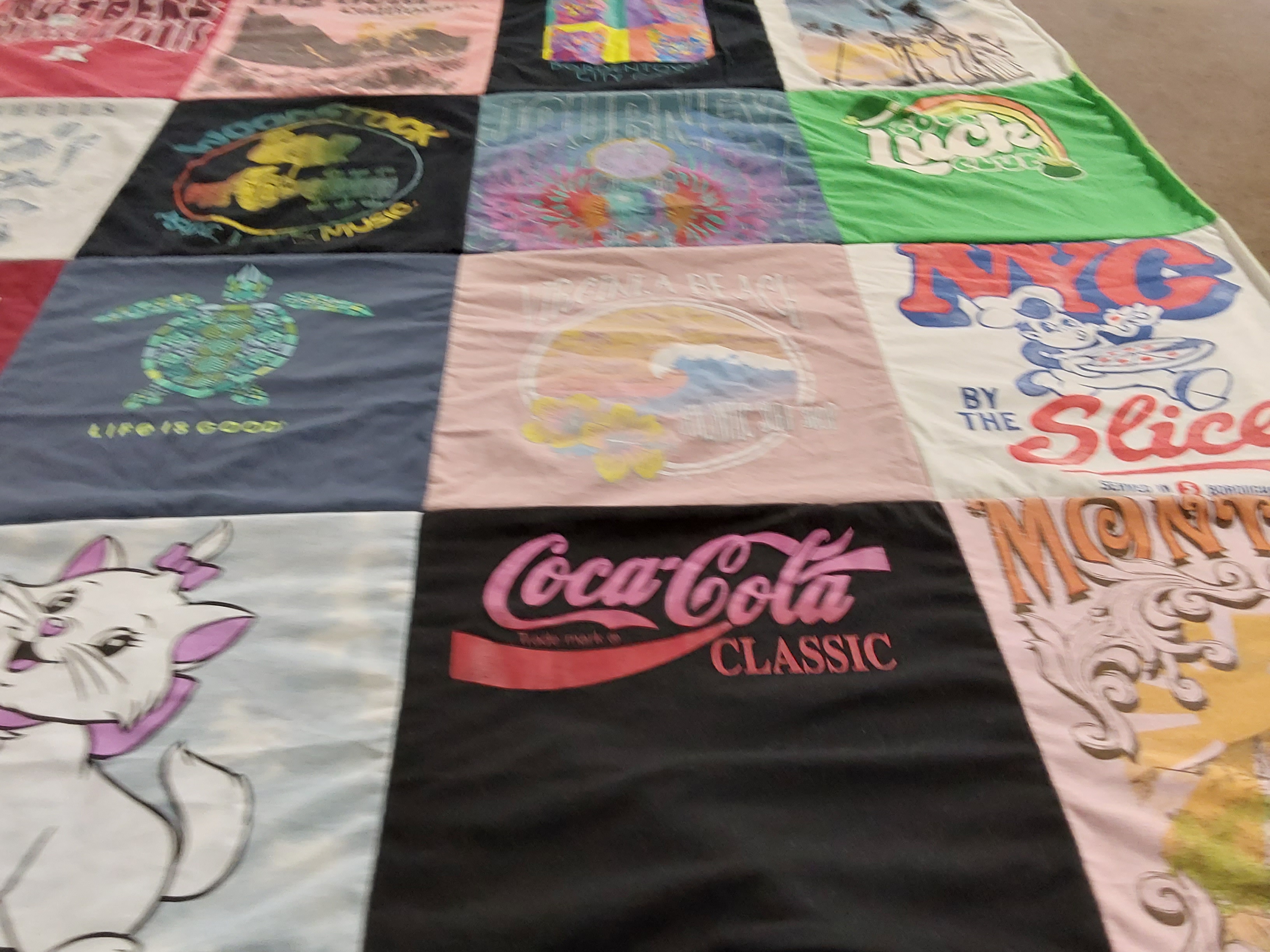 T-shirt quilt with music, beach themes by Kayla from NJ