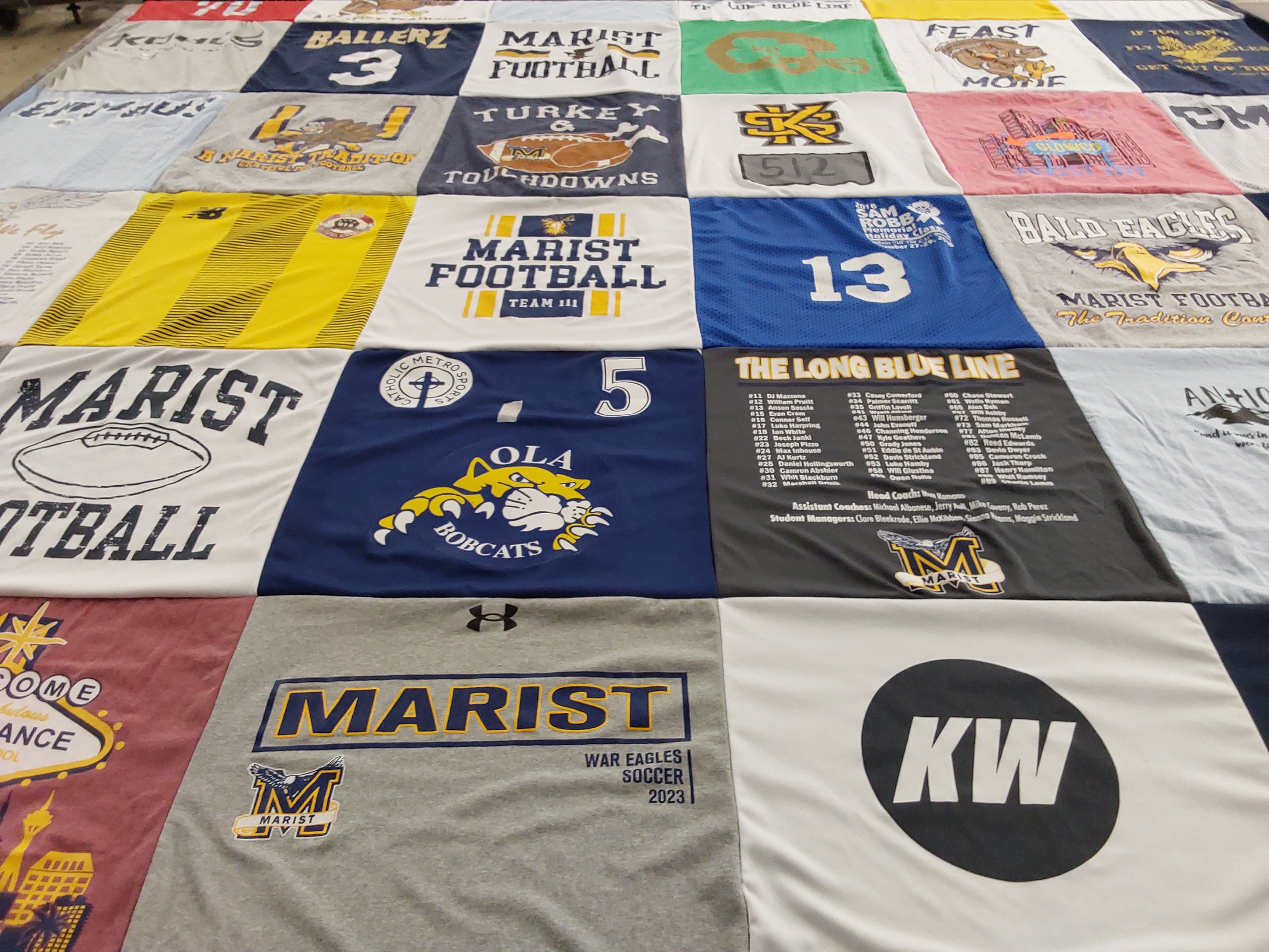 T-shirt quilt featuring marist football, bald eagles by Courtney from GA