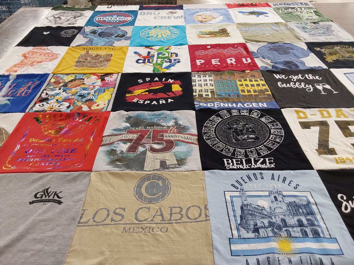 T-shirt quilt with travel, culture themes by Carmen from TX