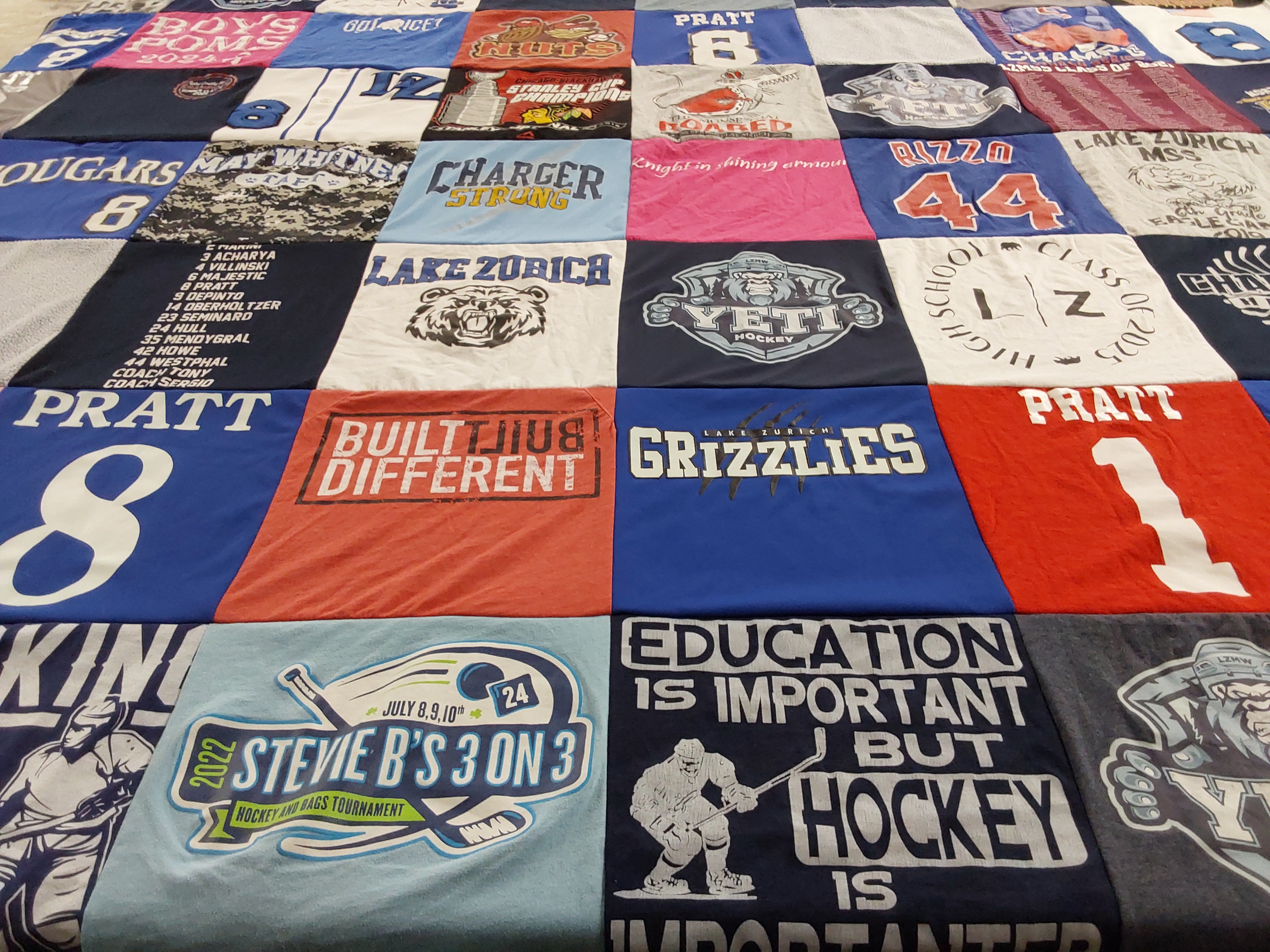 T-shirt quilt featuring lake zurich grizzlies by MICHELLE from IL