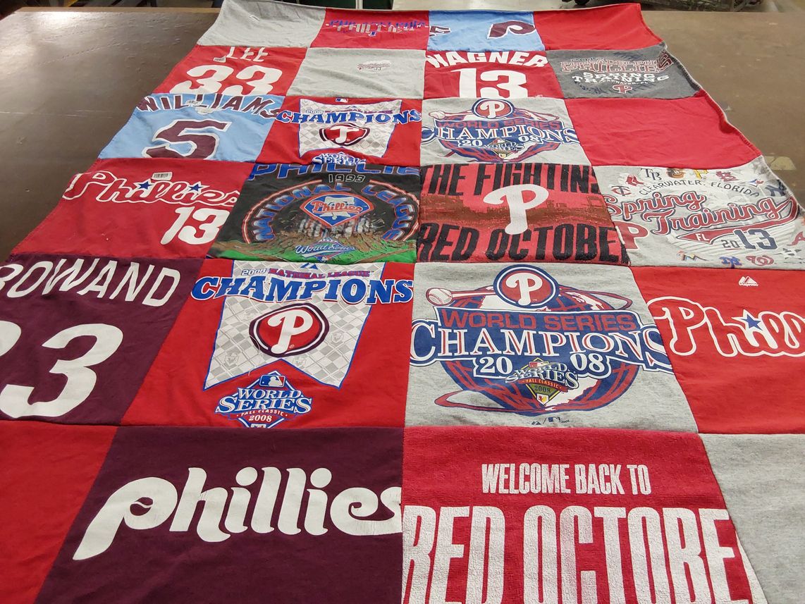 T-shirt quilt featuring philadelphia phillies by Caitlin from MA
