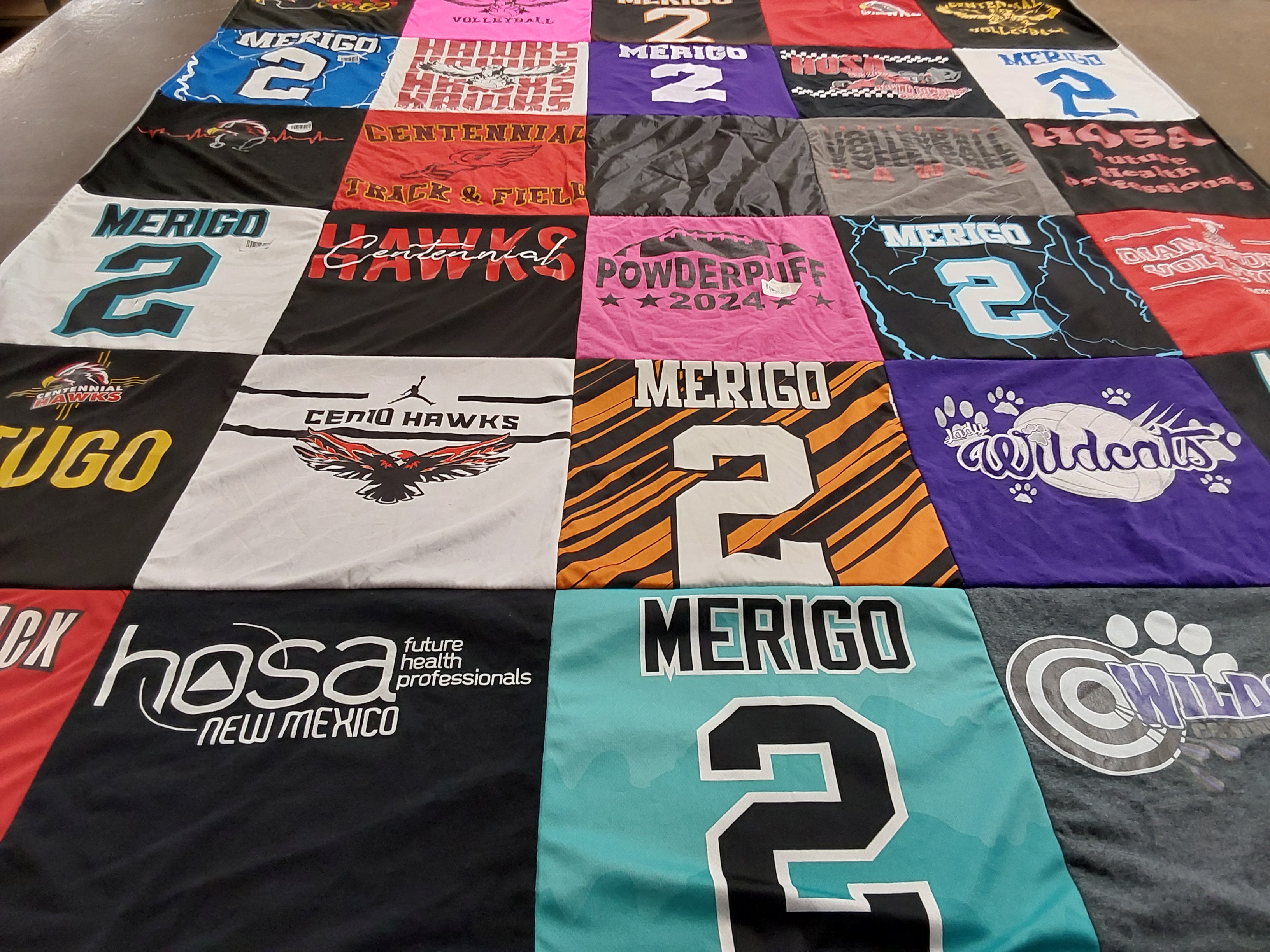 T-shirt quilt featuring cenio hawks, wildcats by Albert from NM