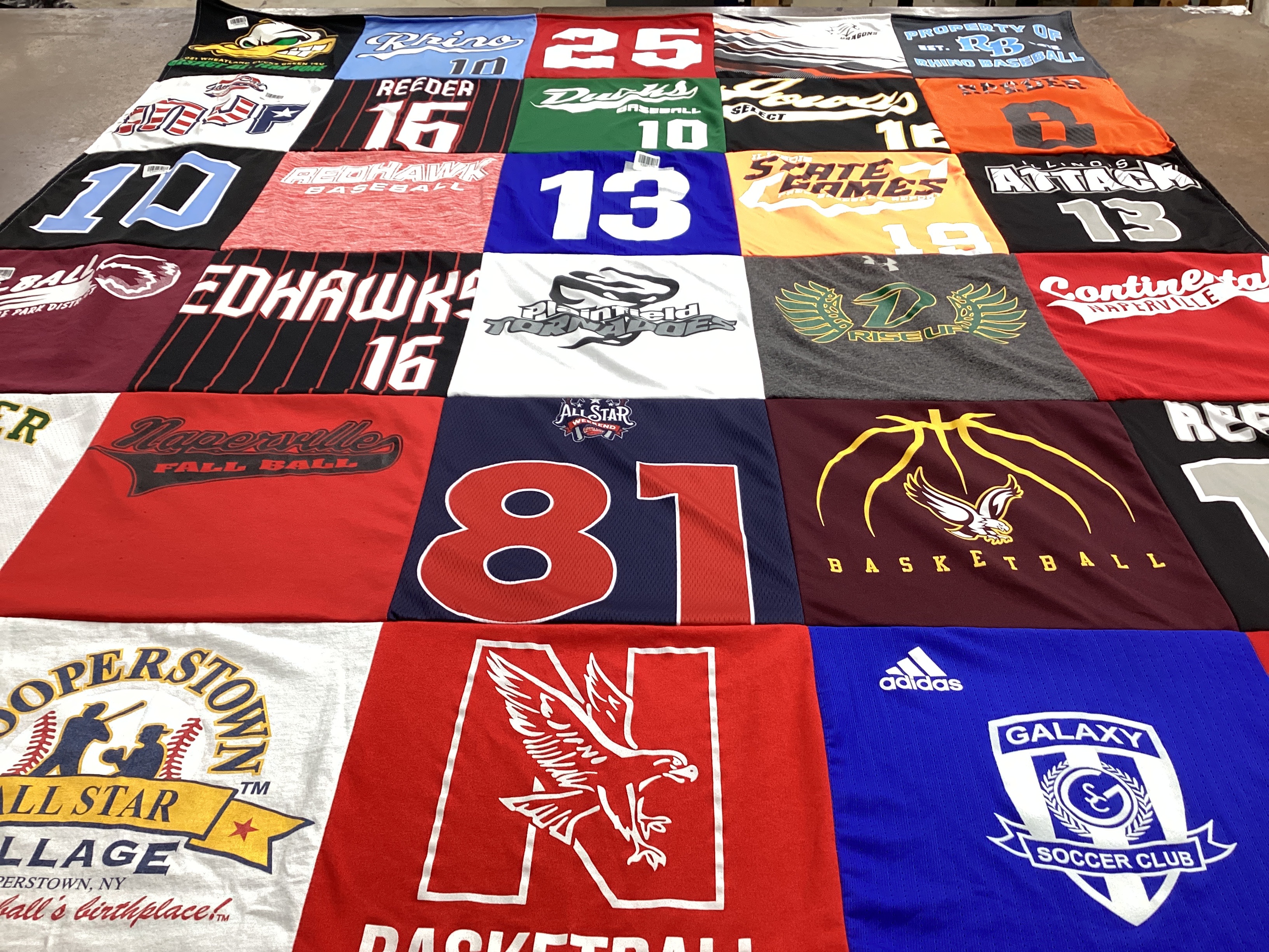 T-shirt quilt featuring redhawk, edhawks by Gina from IL