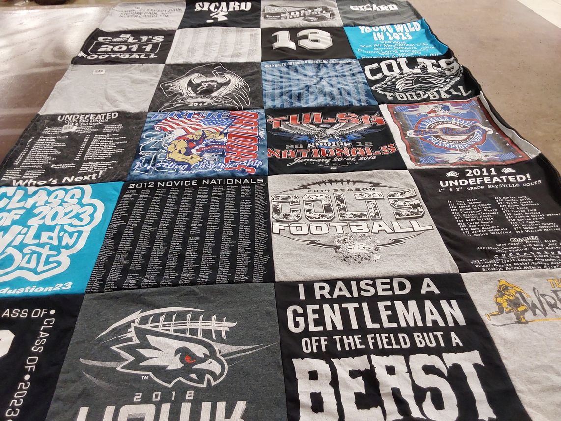 T-shirt quilt featuring huskie football by Karen  from KS