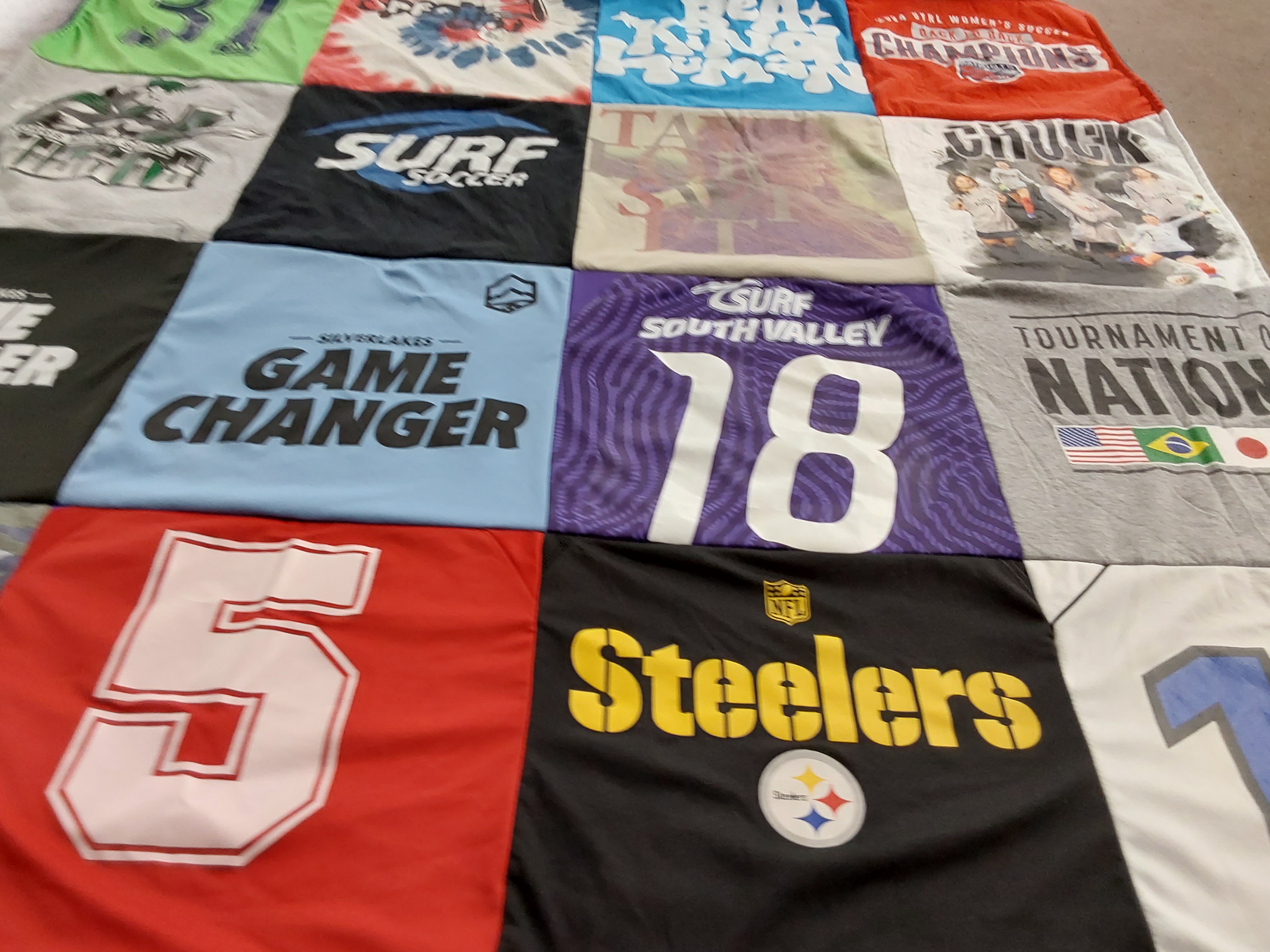 T-shirt quilt featuring steelers by Nikki from CA