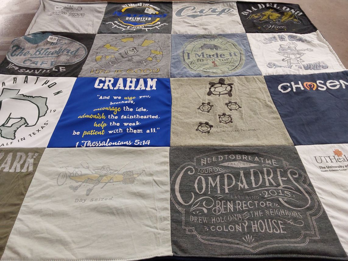T-shirt quilt from the university of texas health science center by Lauren from TX