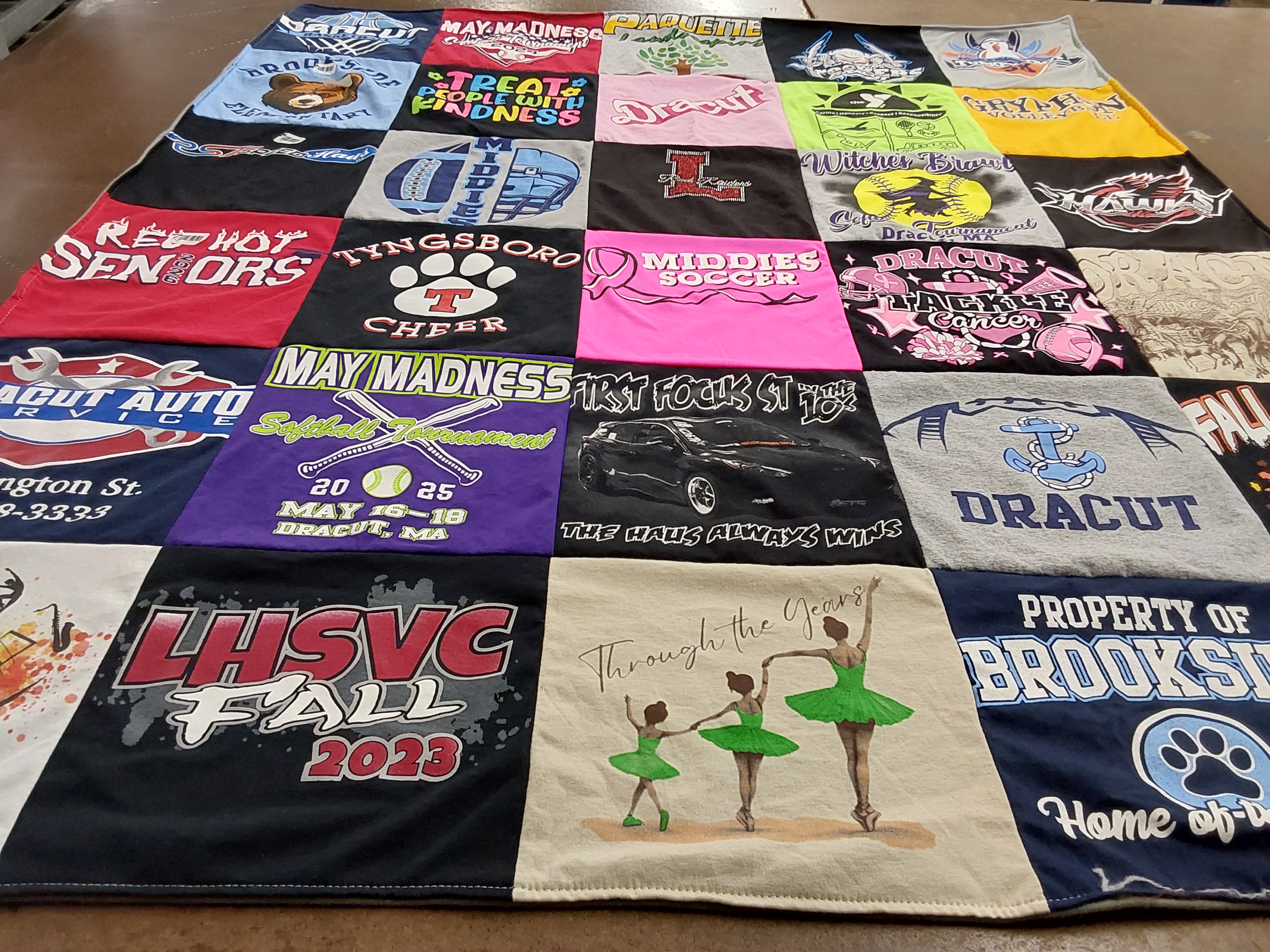 T-shirt quilt featuring dracut high school, tyngsboro high school by Ann from MA