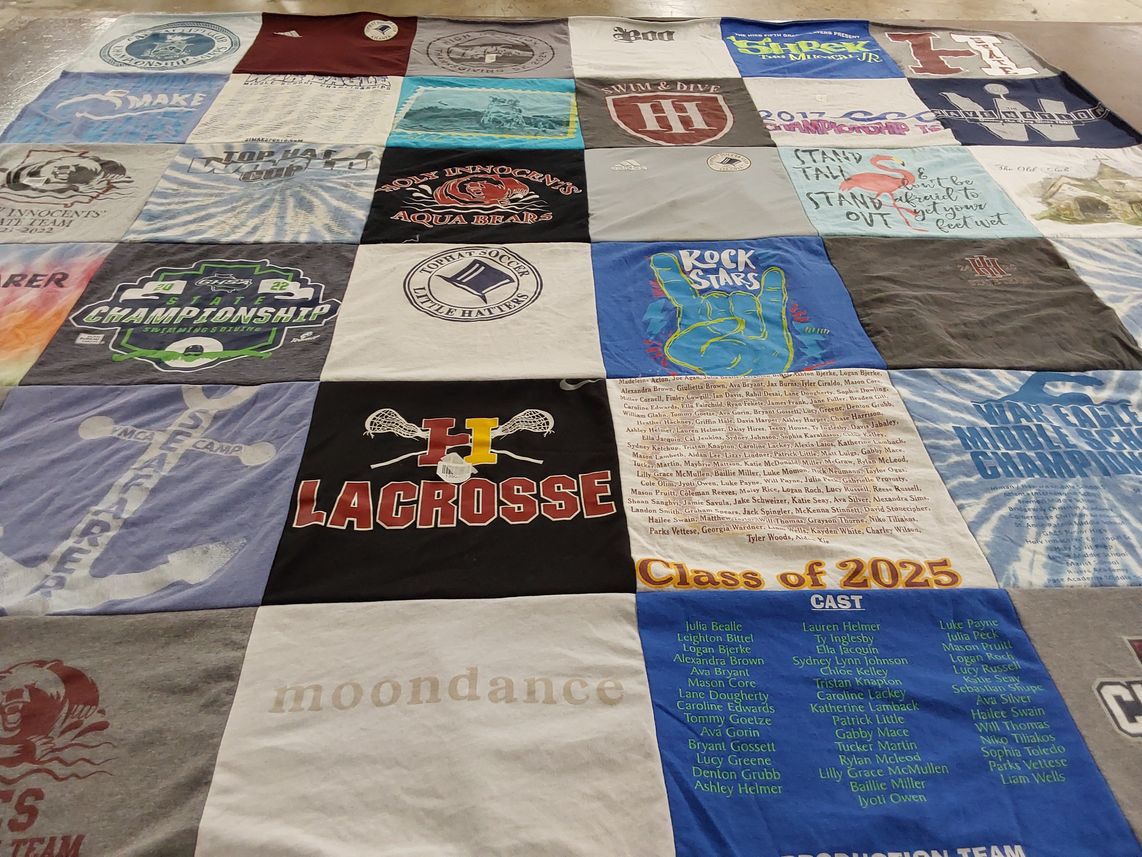 T-shirt quilt featuring lacrosse team, rock stars by Julie from GA
