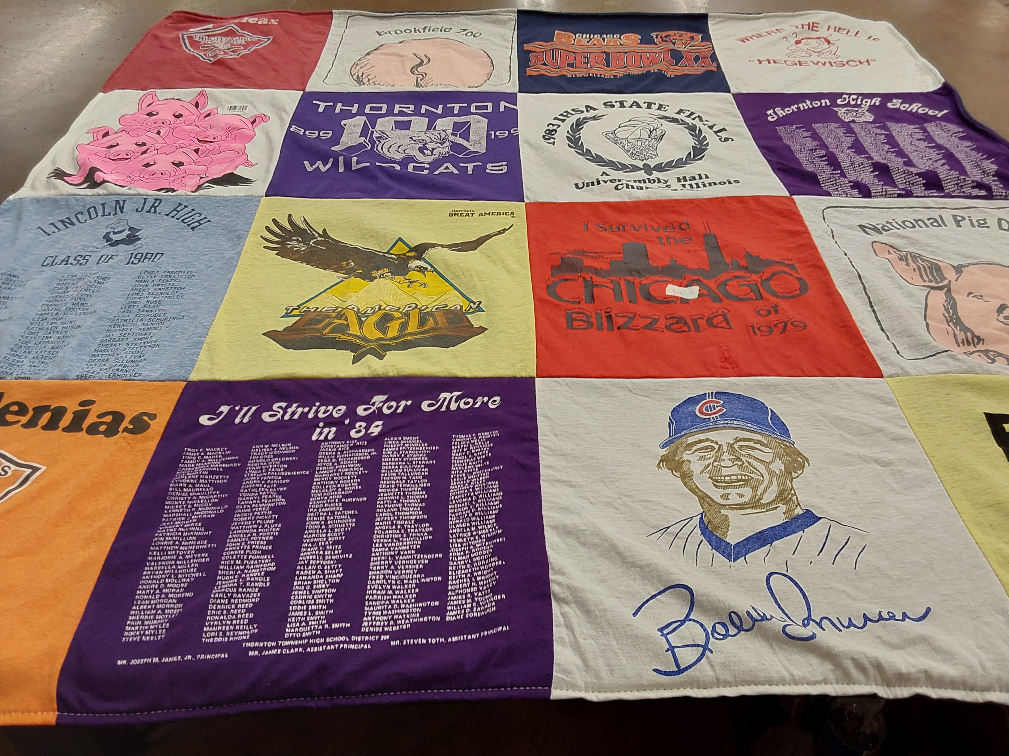 T-shirt quilt featuring chicago cubs by Makayla from TN
