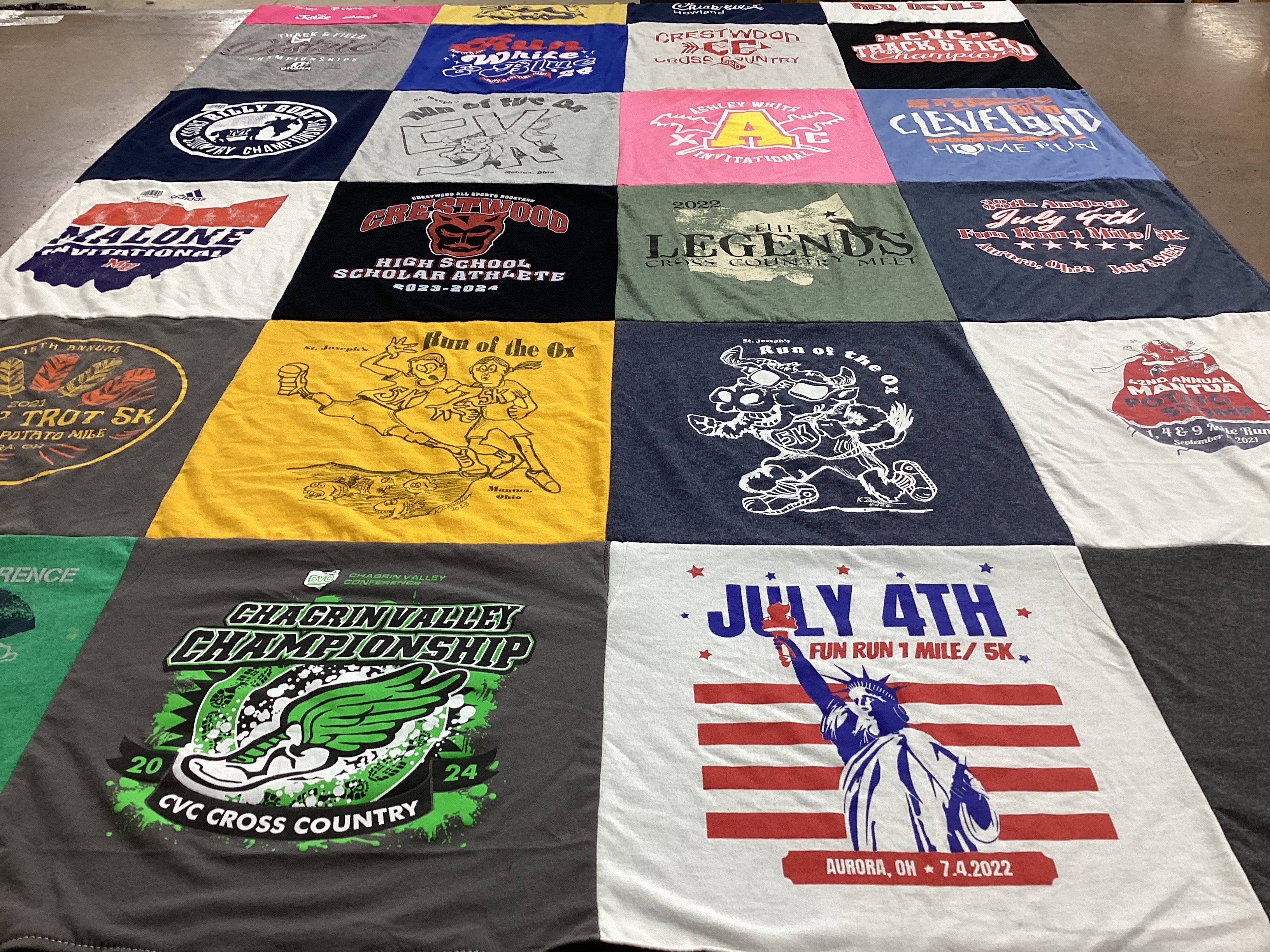 T-shirt quilt featuring legends cross country team by Holly from OH