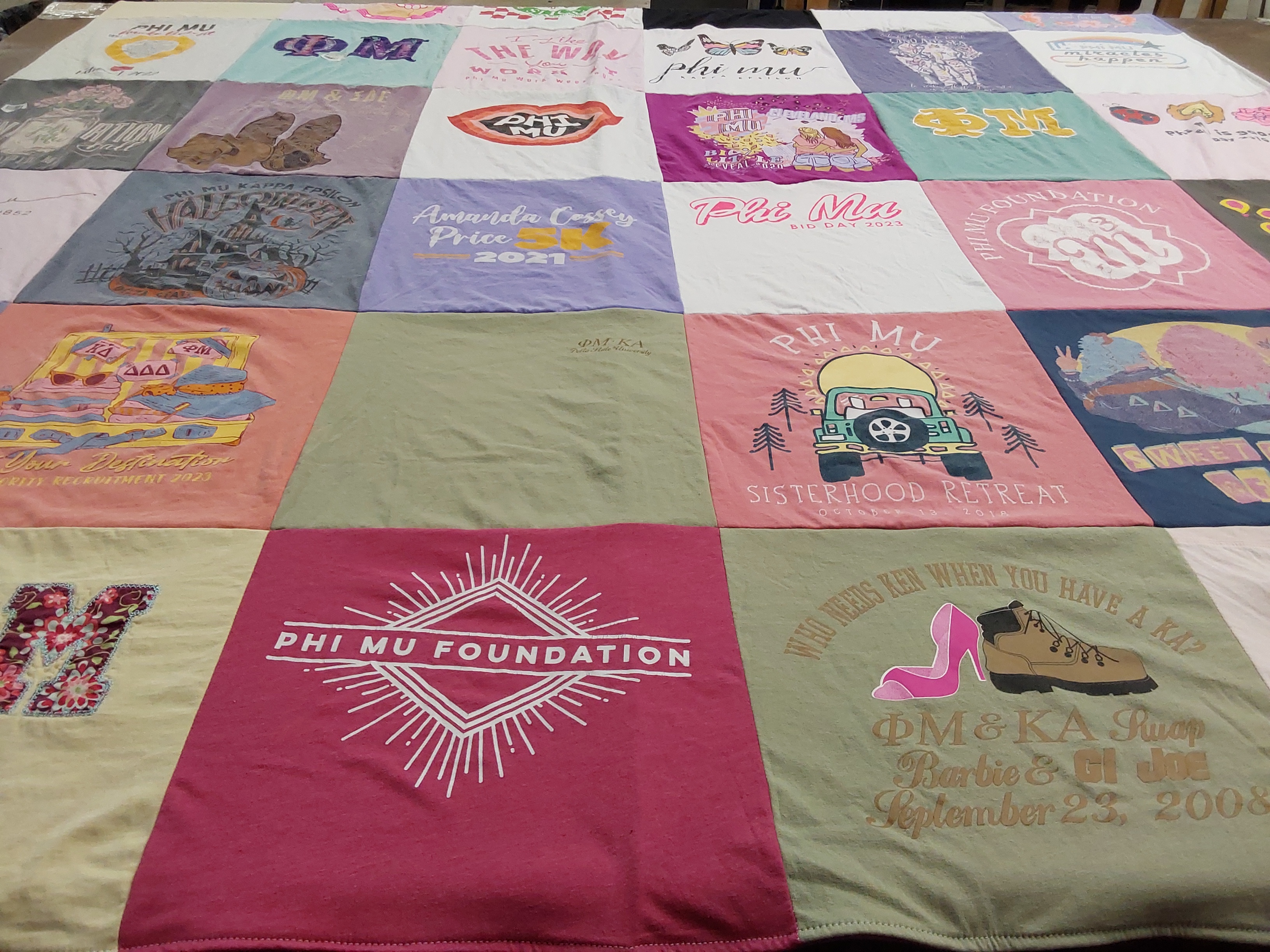 T-shirt quilt with sorority life, community service themes by Janice from MS