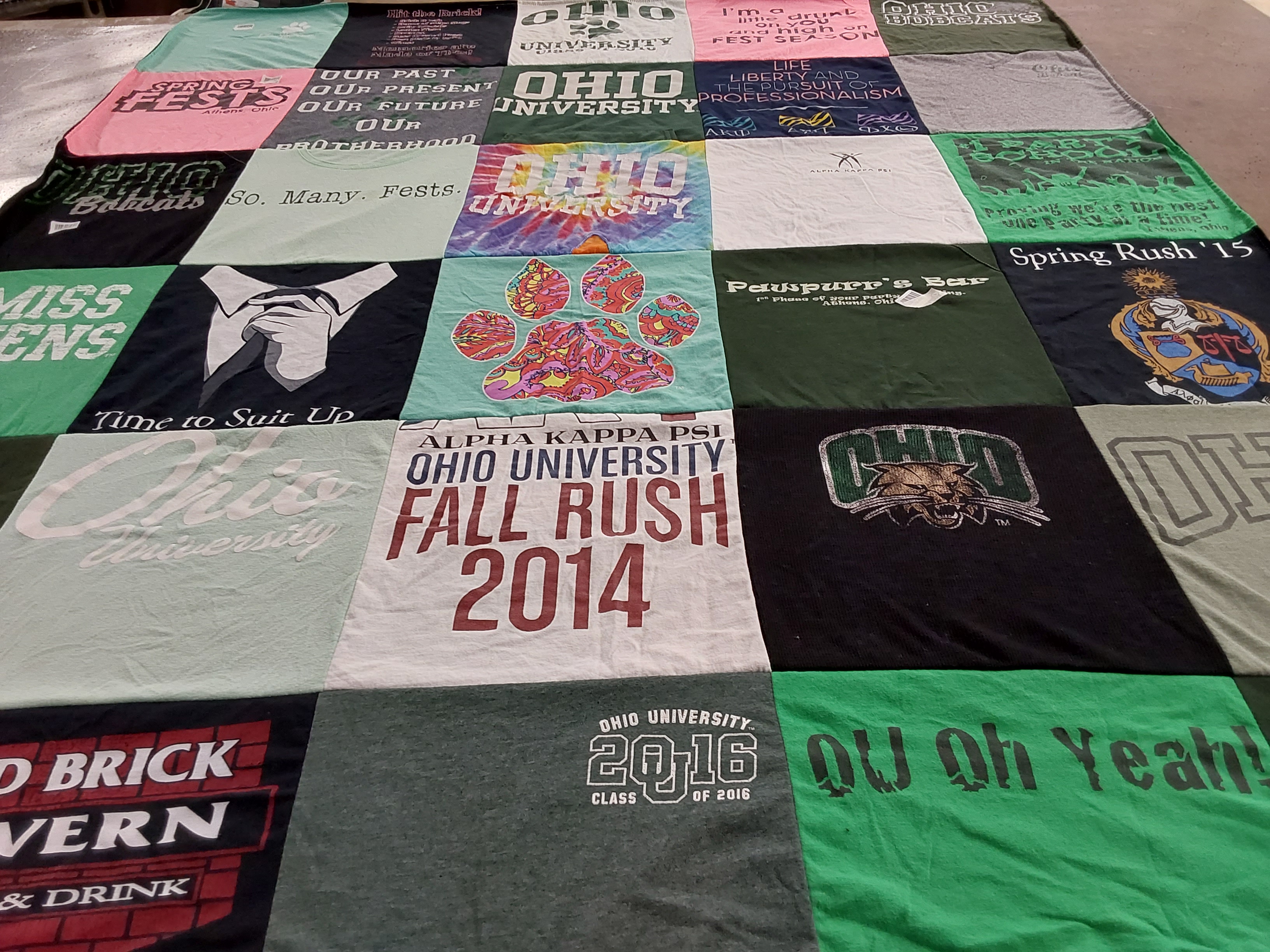 T-shirt quilt featuring ohio university bobcats by Alaina from OH