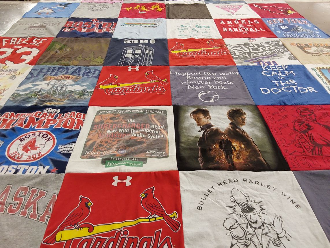 T-shirt quilt featuring boston red sox, st. louis cardinals by Laura from TX
