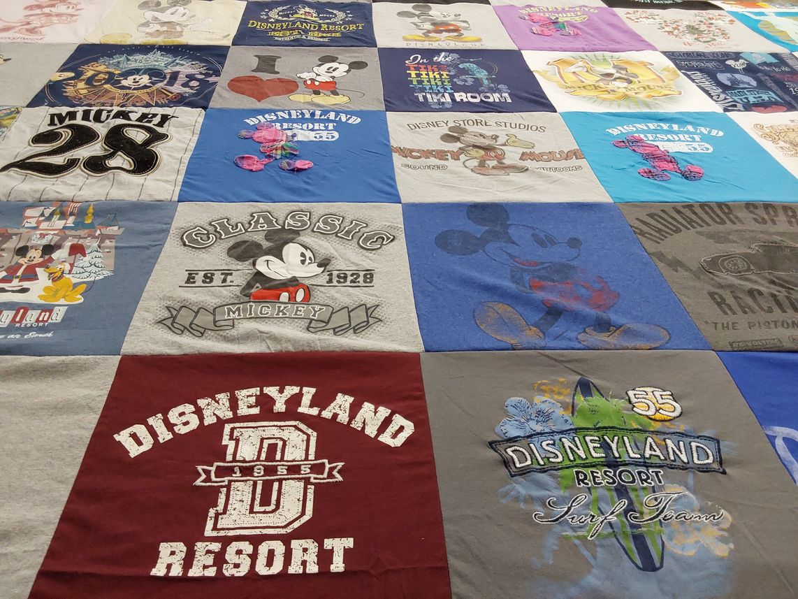 T-shirt quilt with disney, theme parks themes by Laura from TX