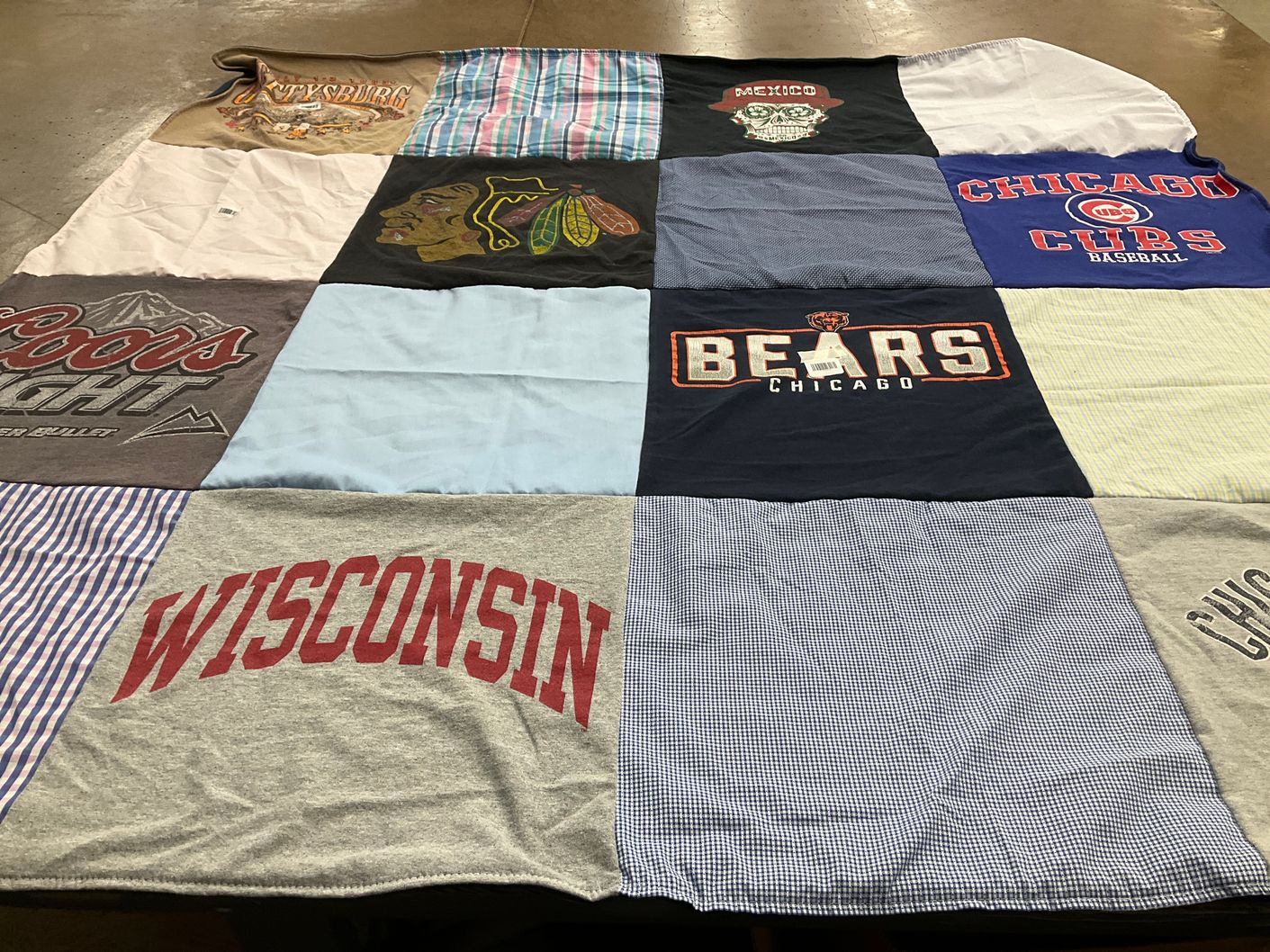 T-shirt quilt featuring chicago cubs, chicago bears by Jody from IL