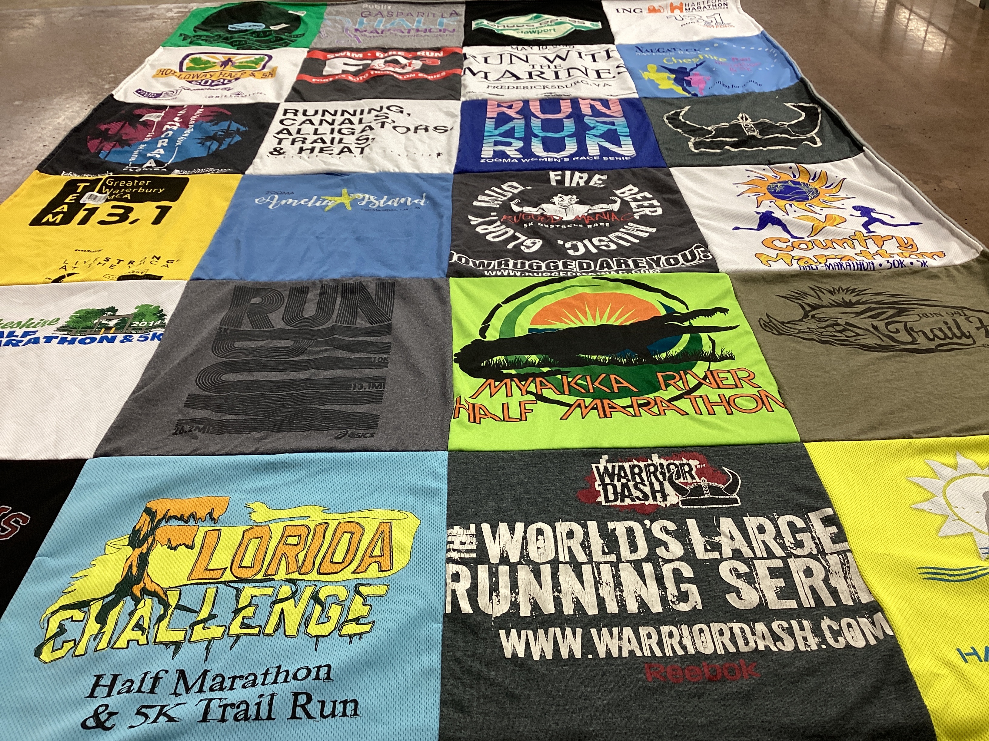 T-shirt quilt with running, marathons themes by Melissa from FL