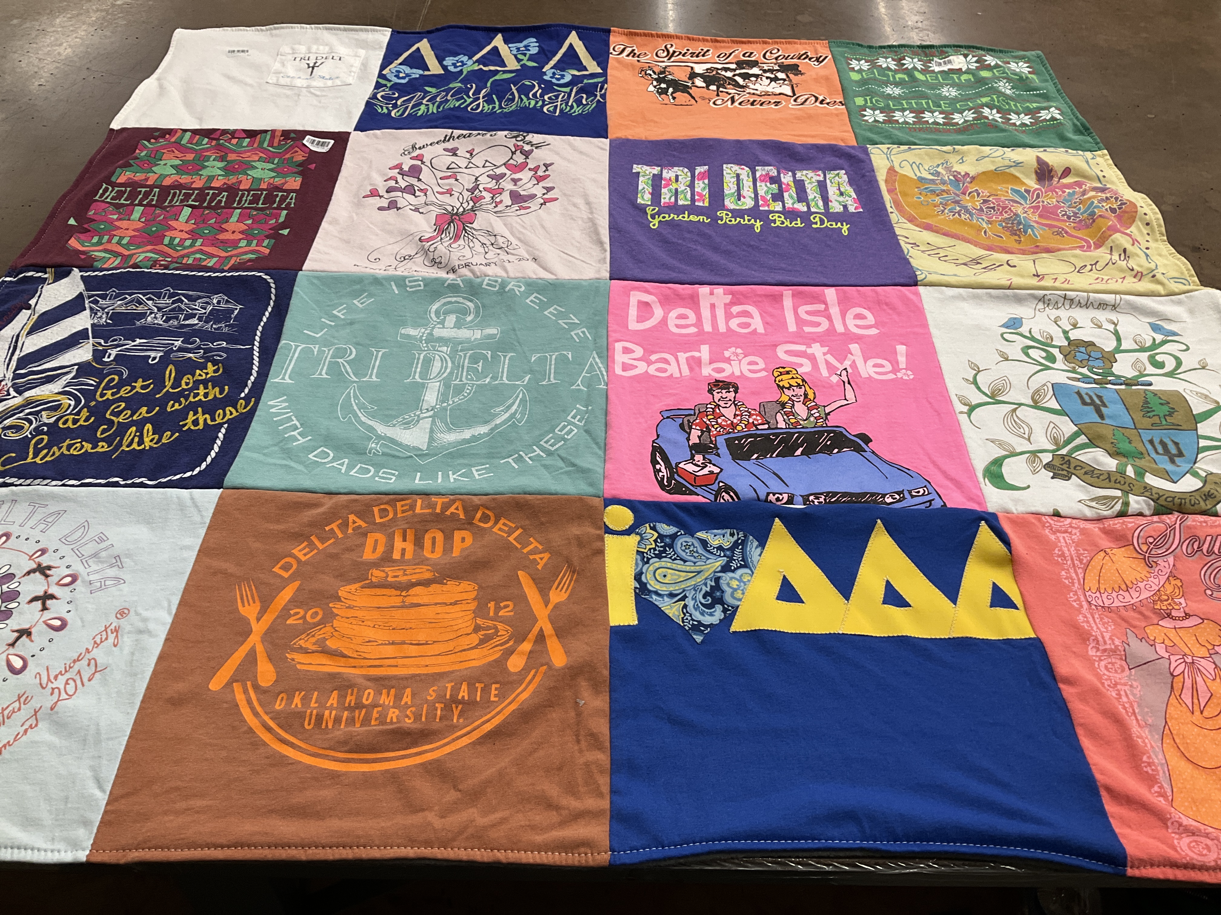 T-shirt quilt featuring tri delta, delta delta delta by Debra from VA