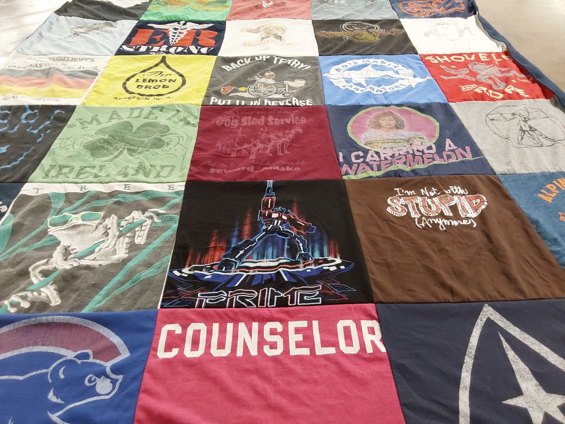 T-shirt quilt with humor, travel themes by MCFARLAND, from IN