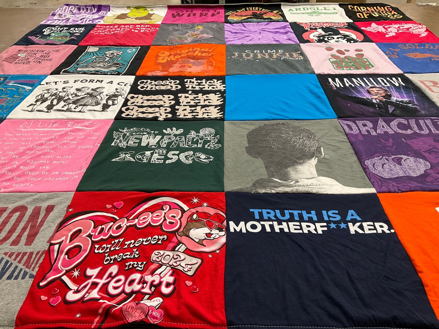 T-shirt quilt from new paltz college by Laura from NY