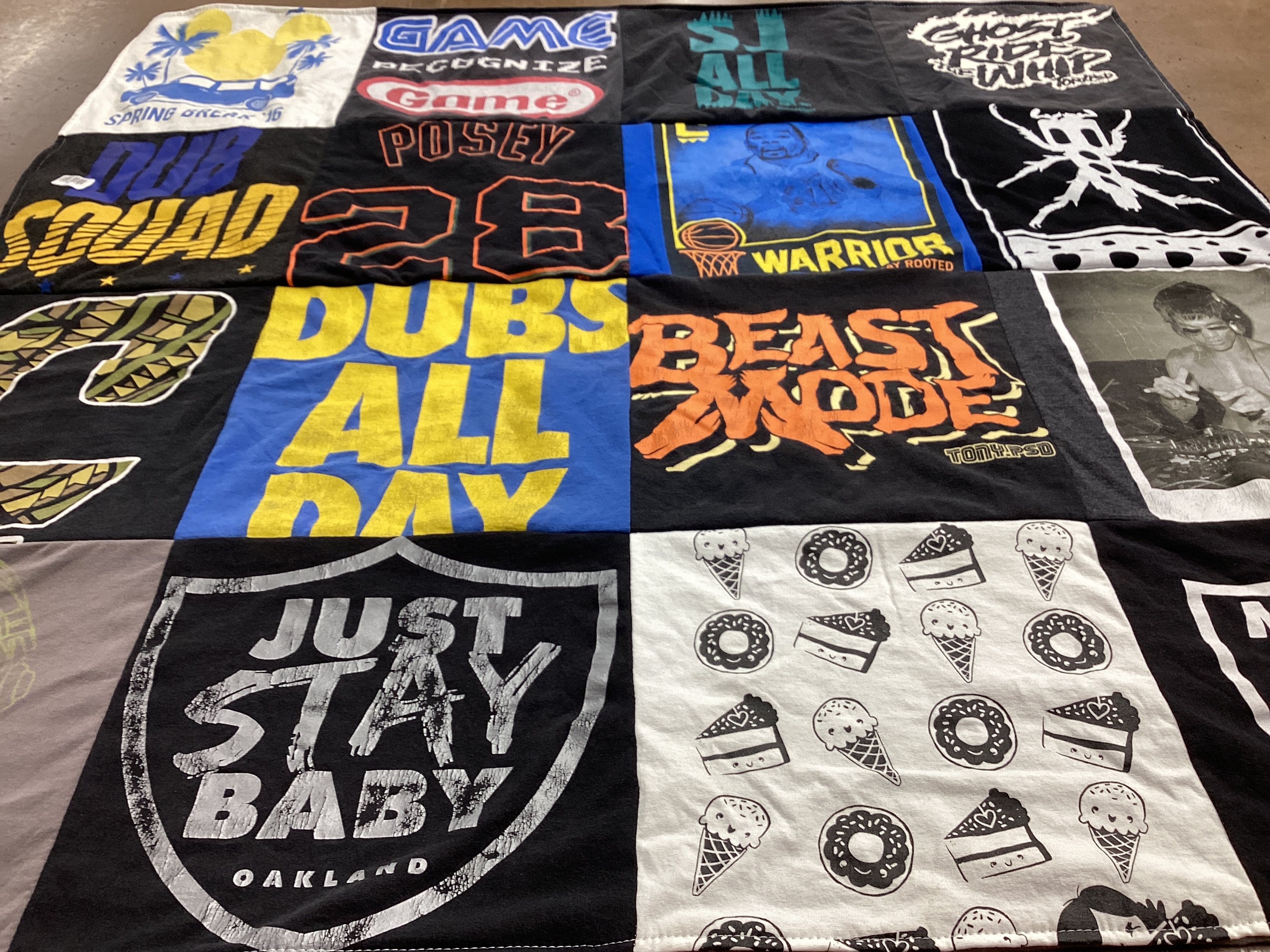 T-shirt quilt featuring golden state warriors by Jennifer from CA