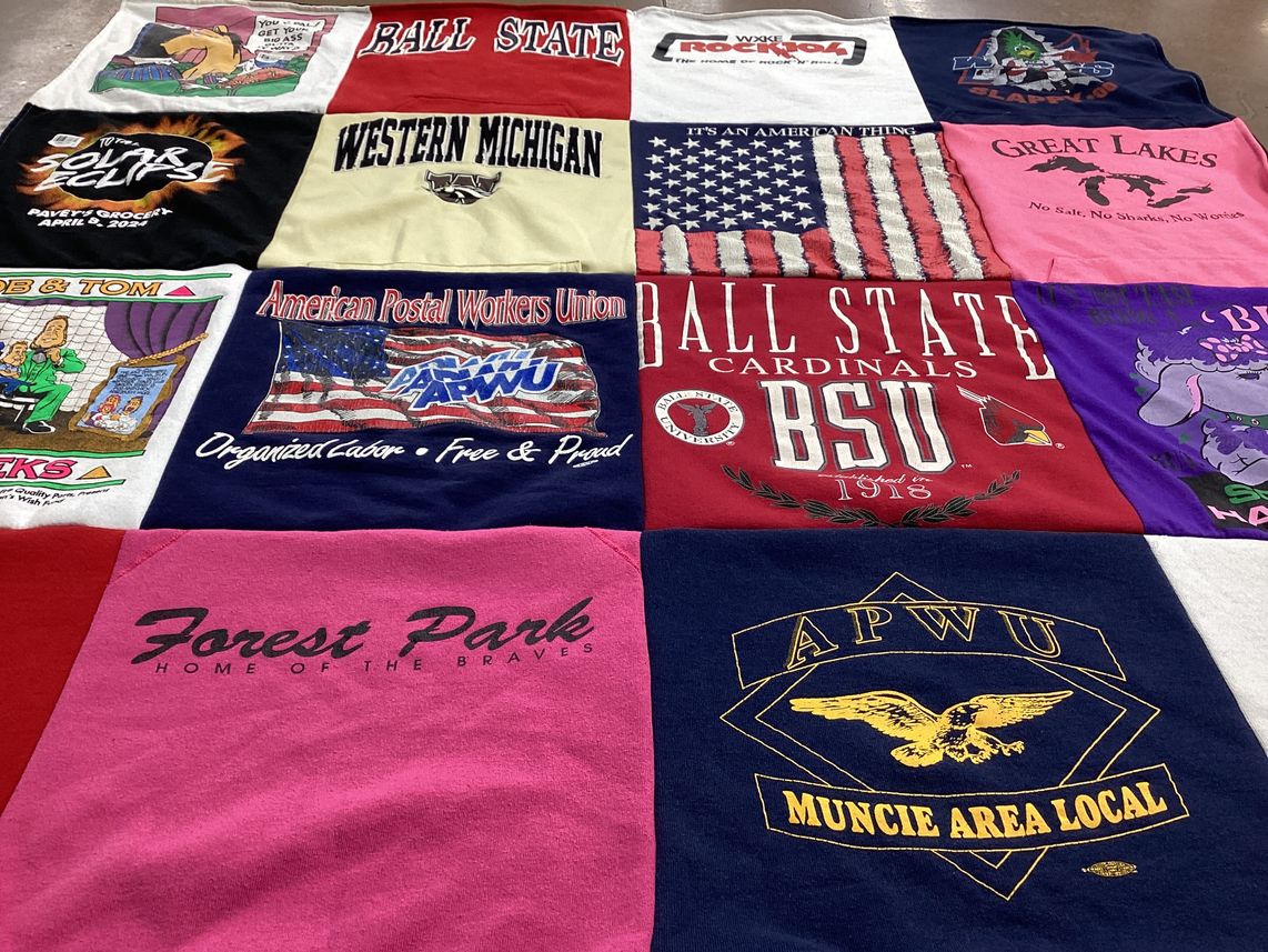 T-shirt quilt from ball state university, western michigan university by Laurie from MI
