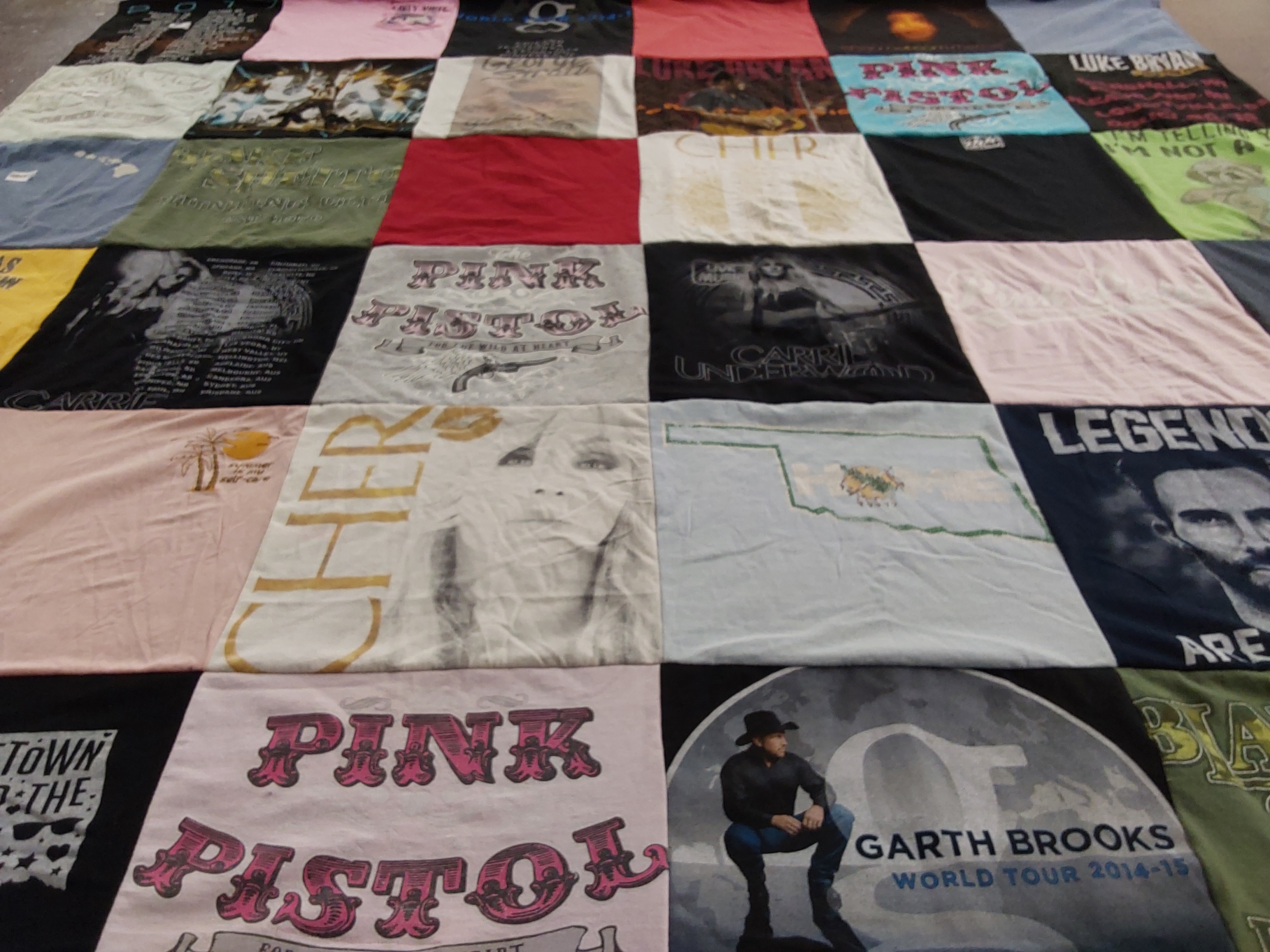 T-shirt quilt with country music, music themes by Sonya from OK
