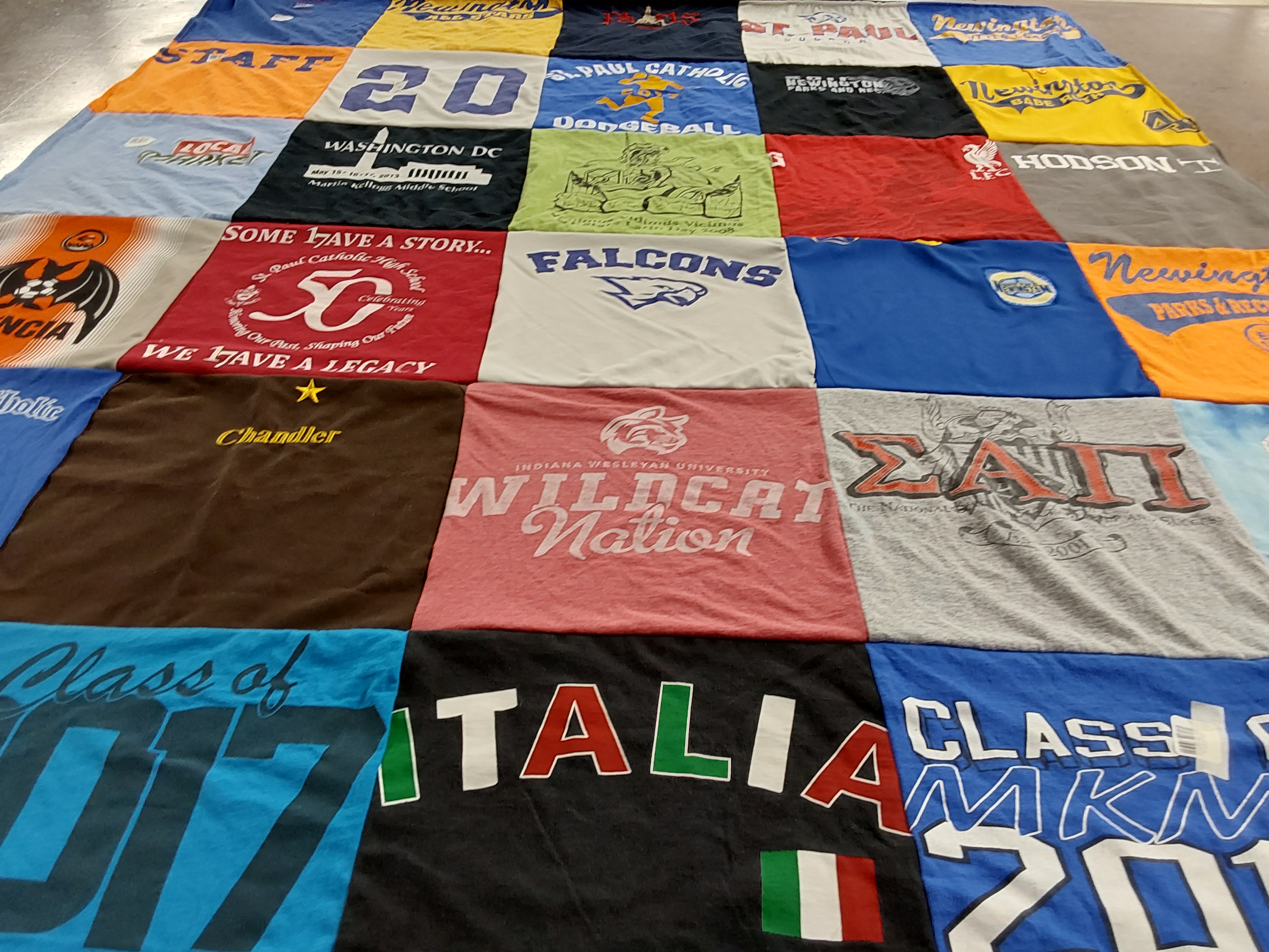 T-shirt quilt featuring falcons by Robyn from VA