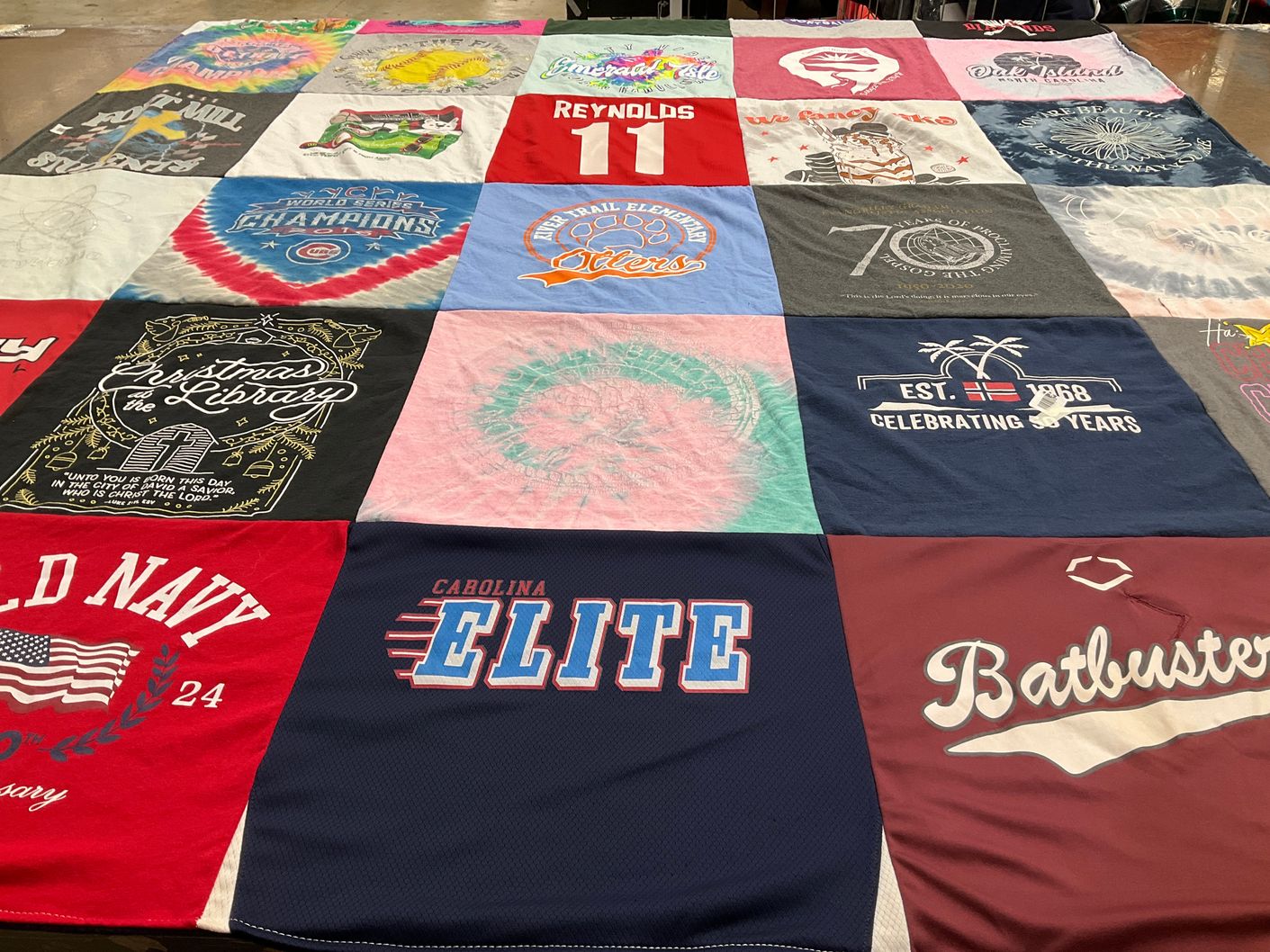 T-shirt quilt with sports, community themes by Makenna from NC