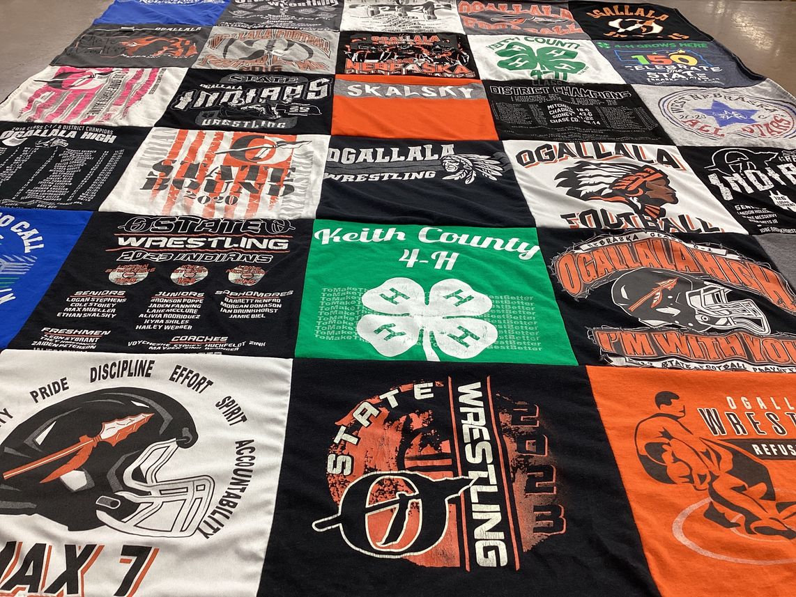 T-shirt quilt featuring ogallala indians, keith county 4-h by Melissa from NE