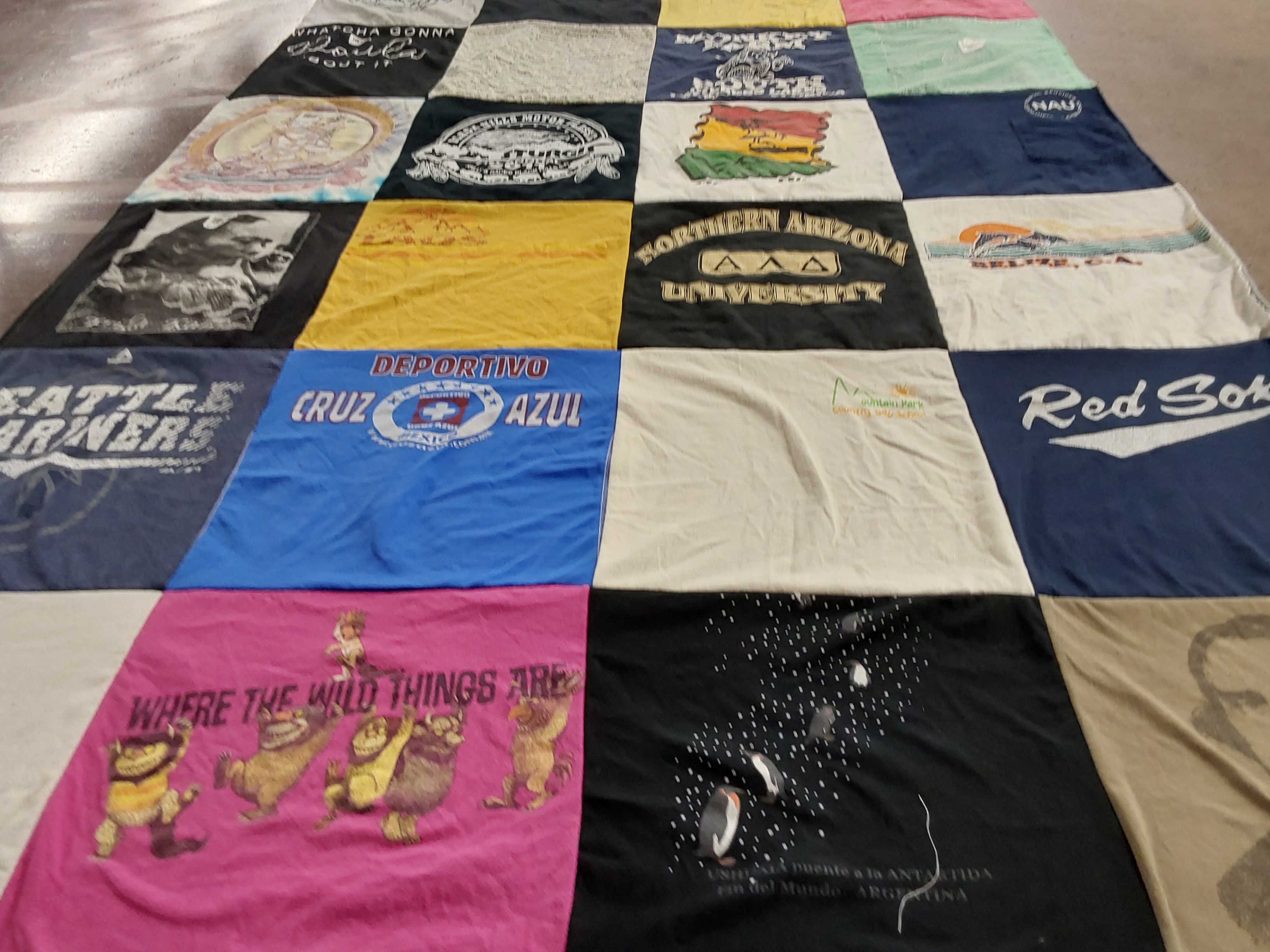 T-shirt quilt featuring seattle mariners, red sox by Elizabeth from TX