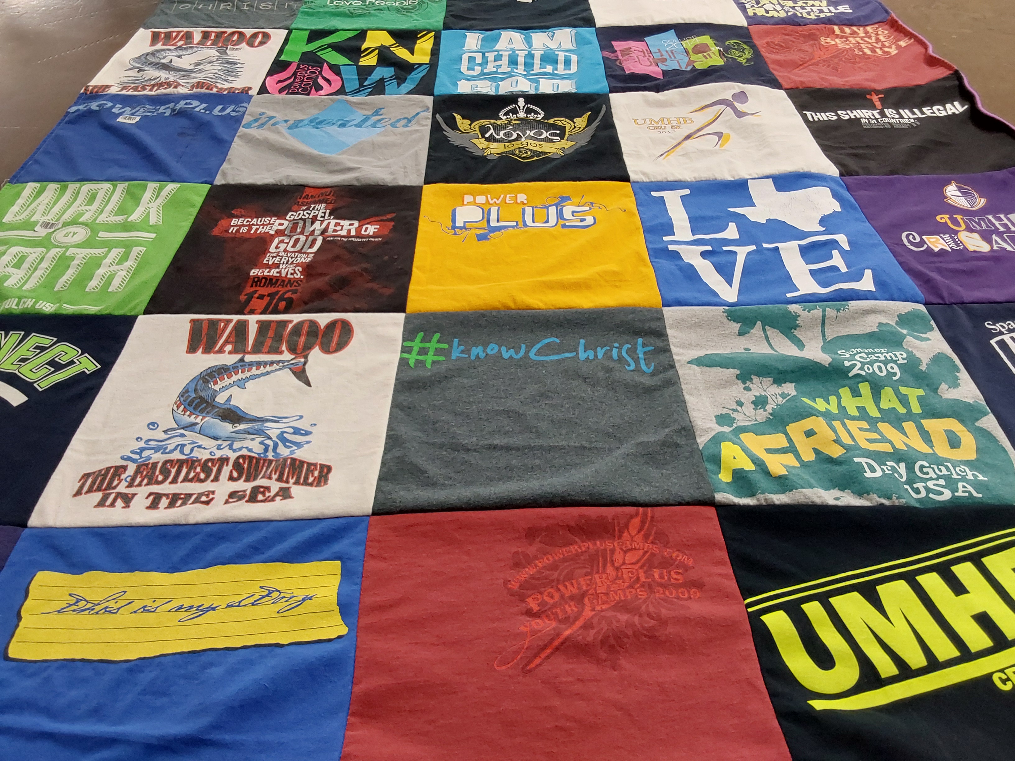T-shirt quilt from university of mary hardin-baylor by Deanna from TX