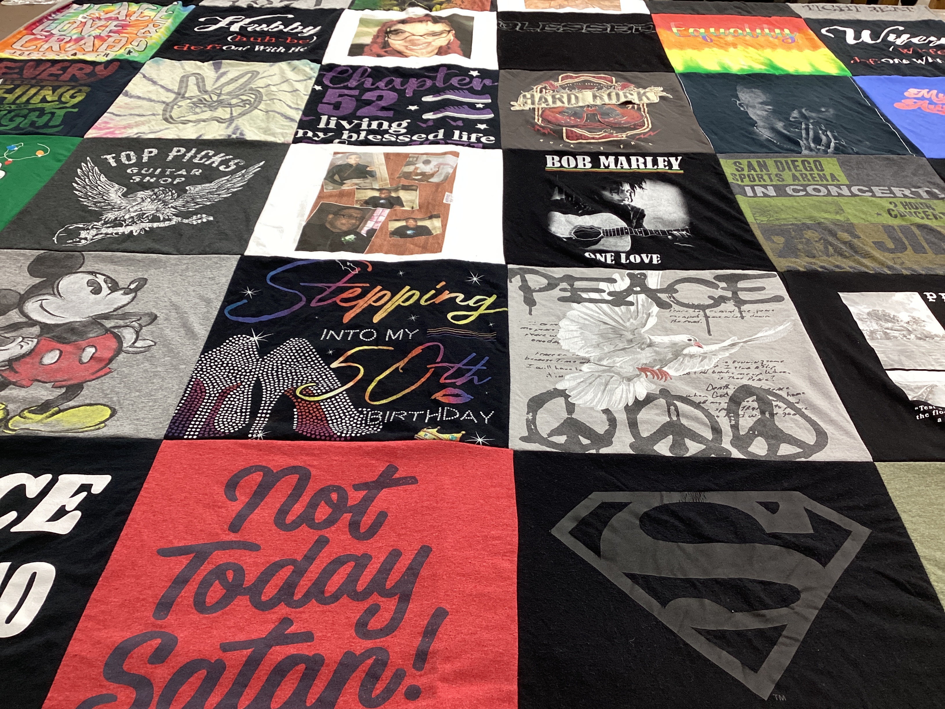 T-shirt quilt with music, birthday celebrations themes by Tina from VA