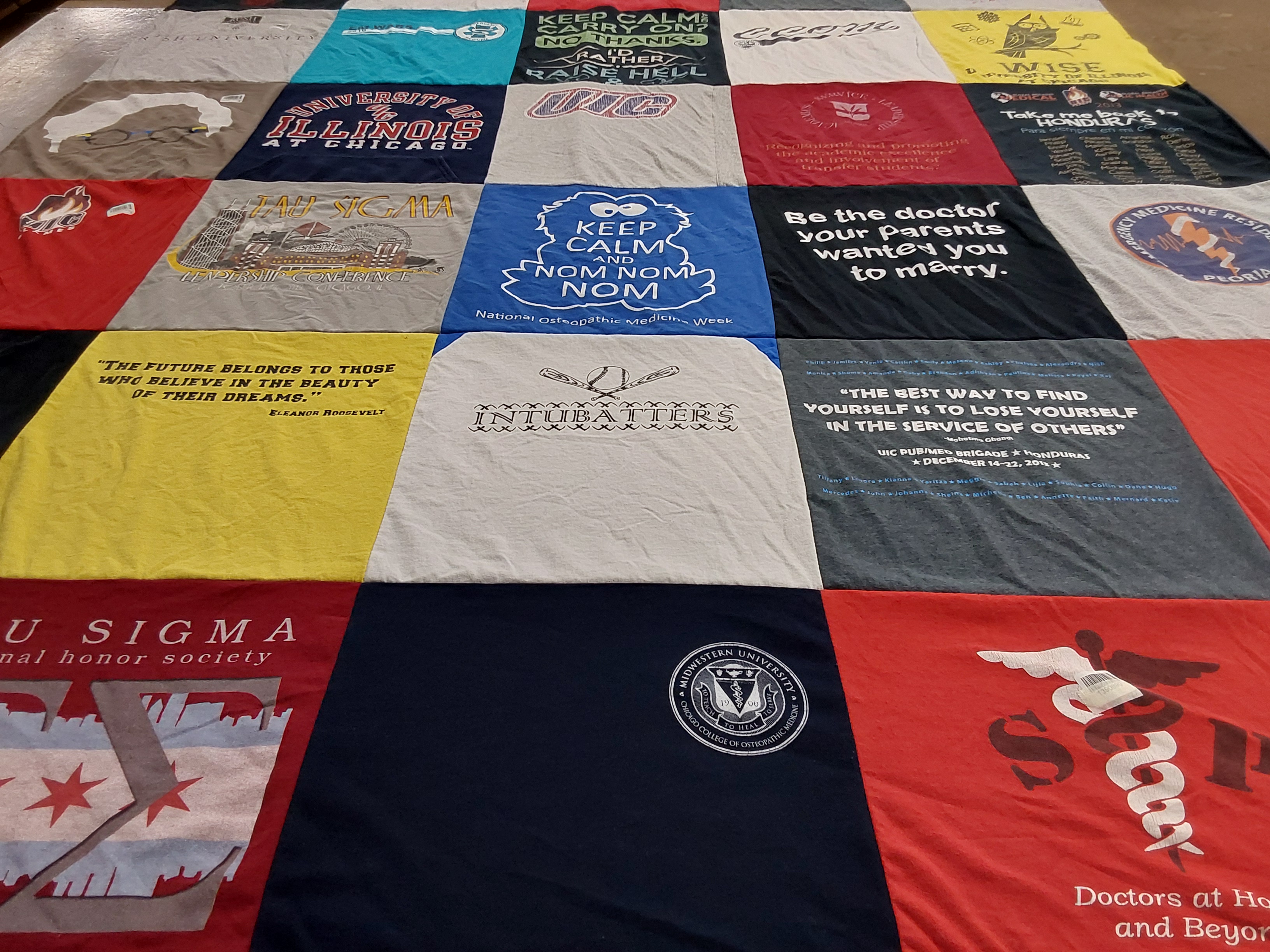T-shirt quilt from university of illinois at chicago, midwestern university by Caitlin from IL