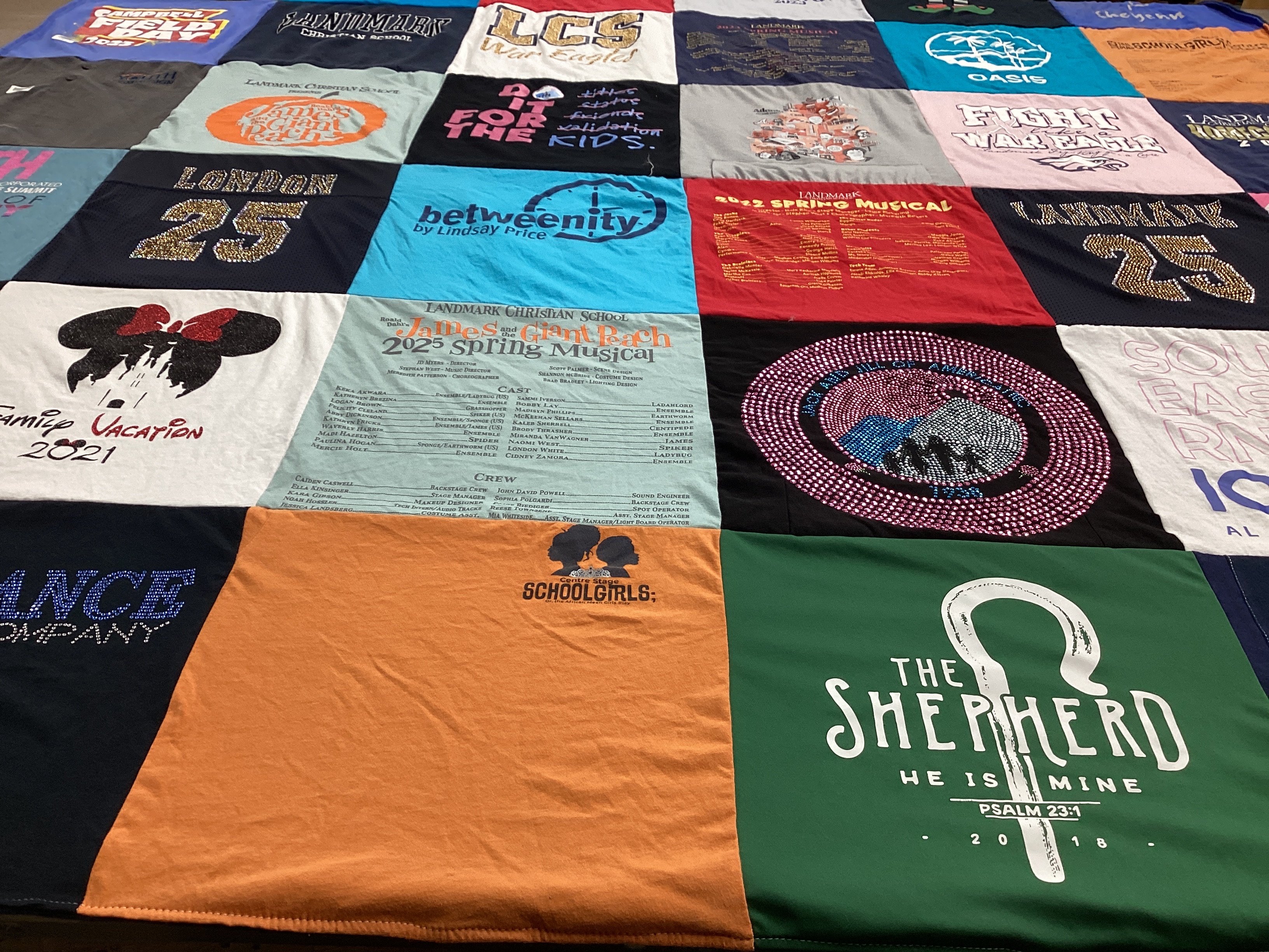 T-shirt quilt from landmark christian school by DORI from GA
