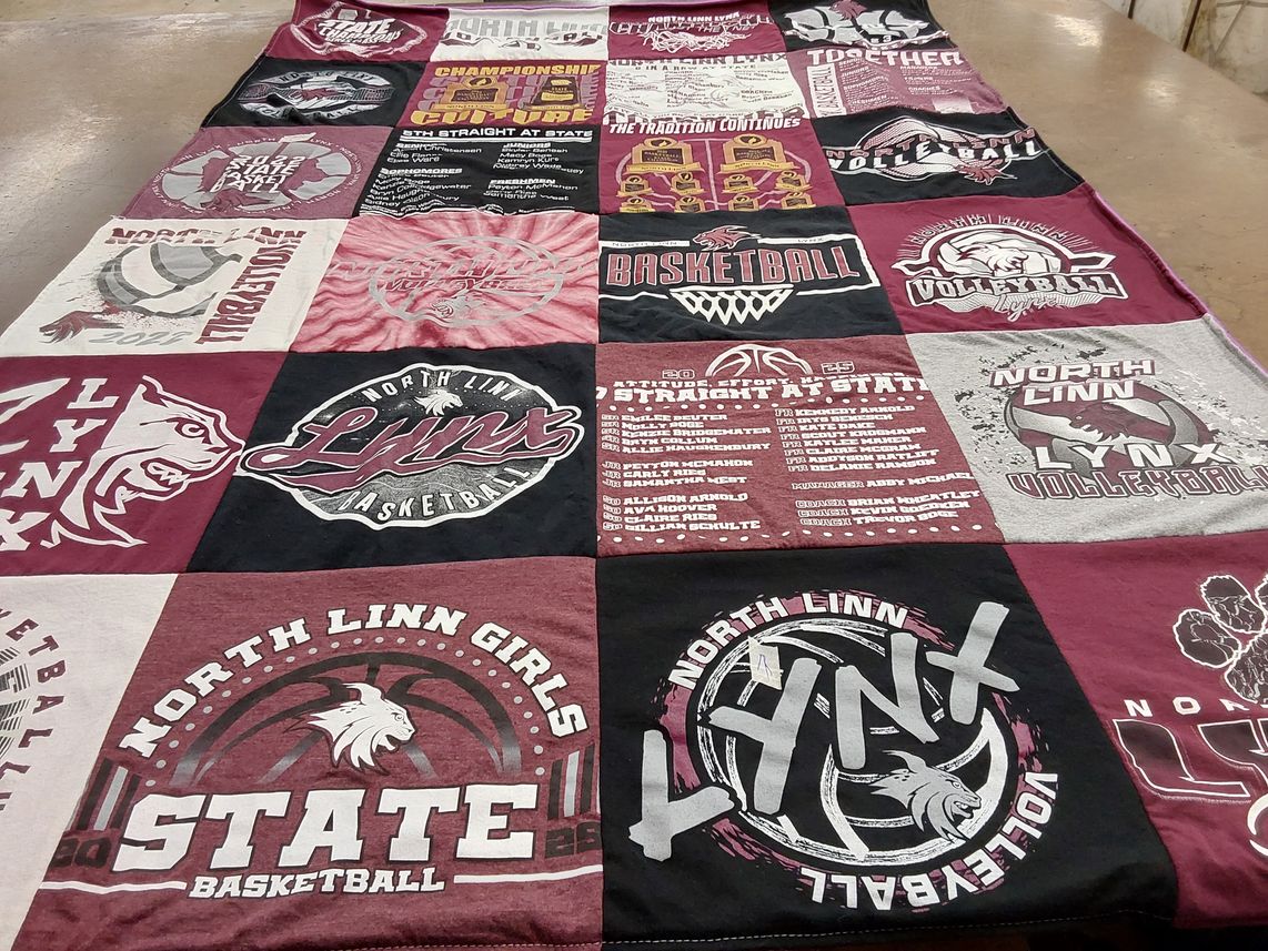 T-shirt quilt featuring north linn basketball, north linn volleyball by Lori from IA