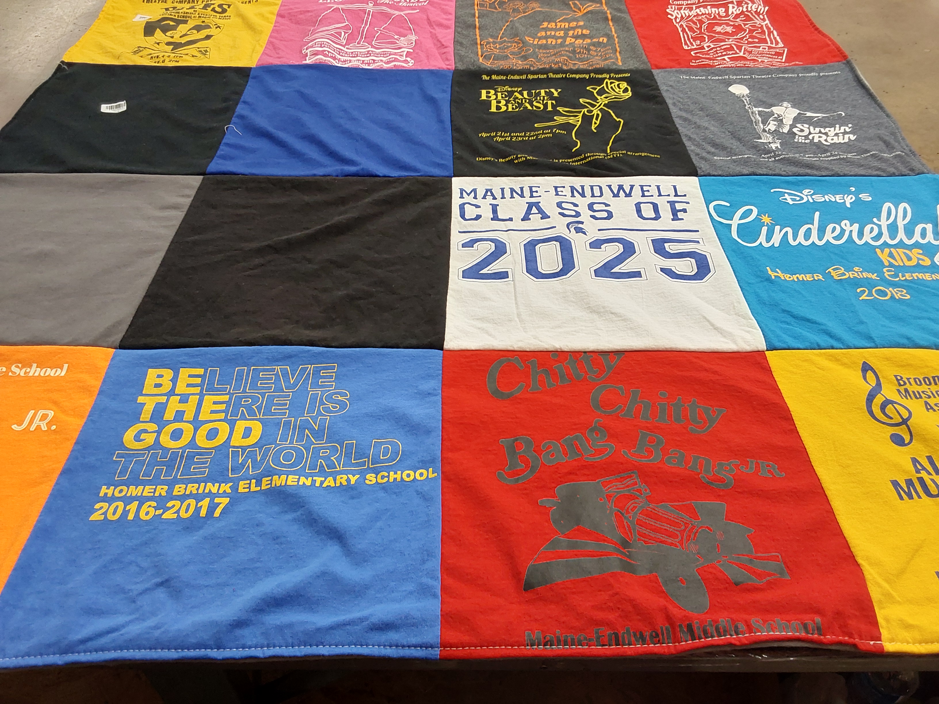 T-shirt quilt from maîne-endwell high school, homer brink elementary school by Maggie from NY