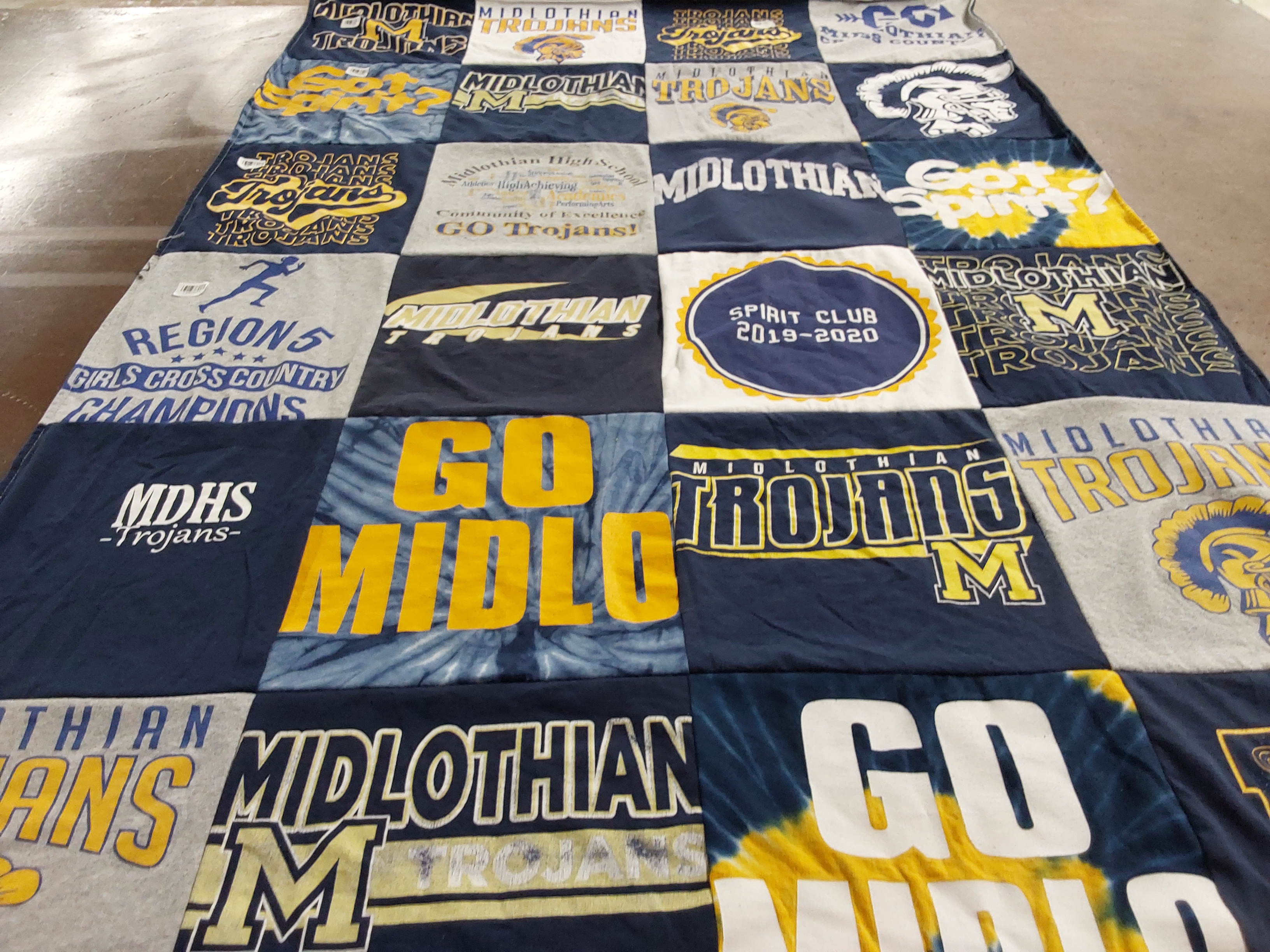 T-shirt quilt featuring midlothian trojans by Charlotte from VA