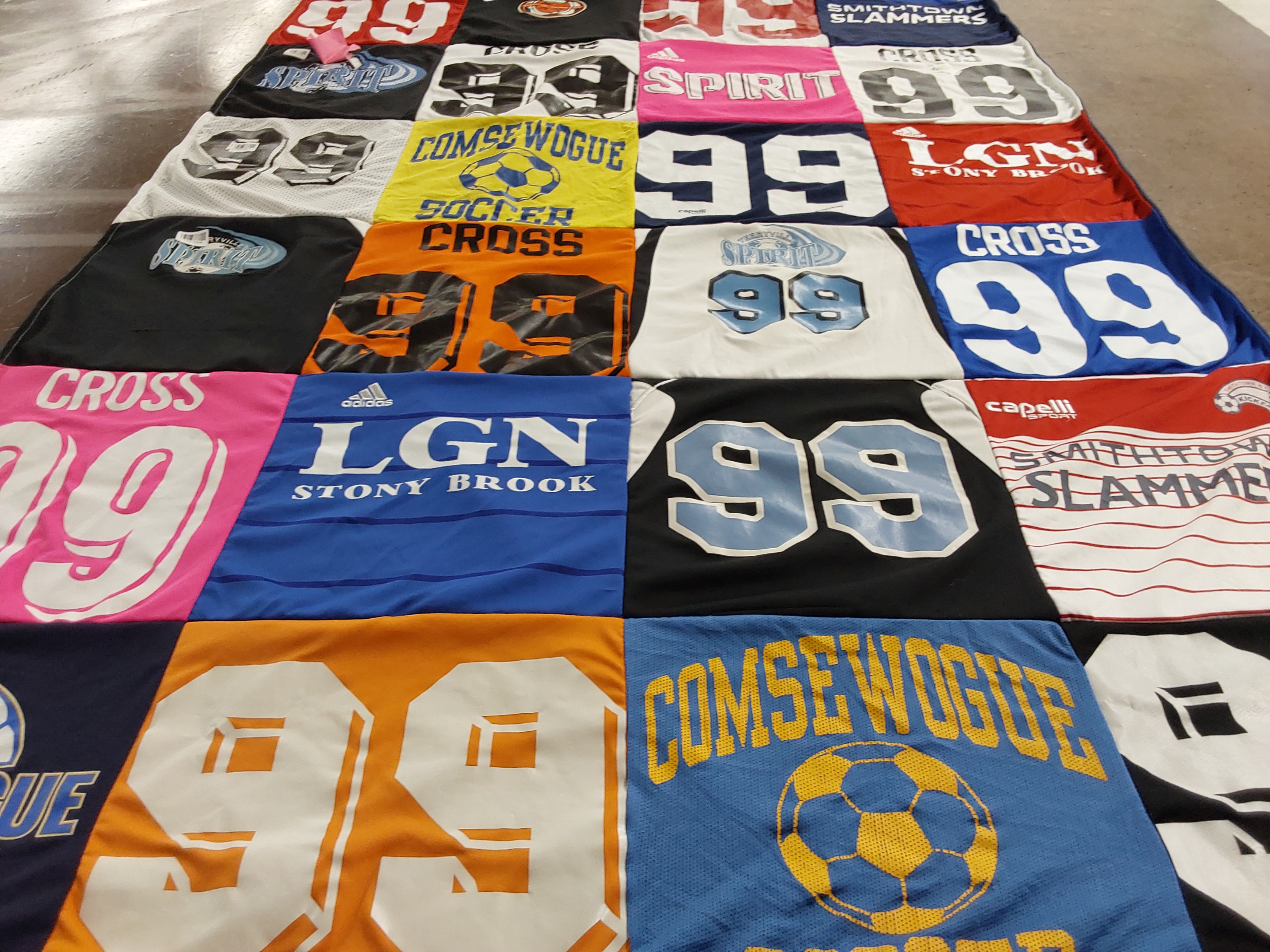 T-shirt quilt featuring comsewogue high school, smithtown slammers by Lisa from NY